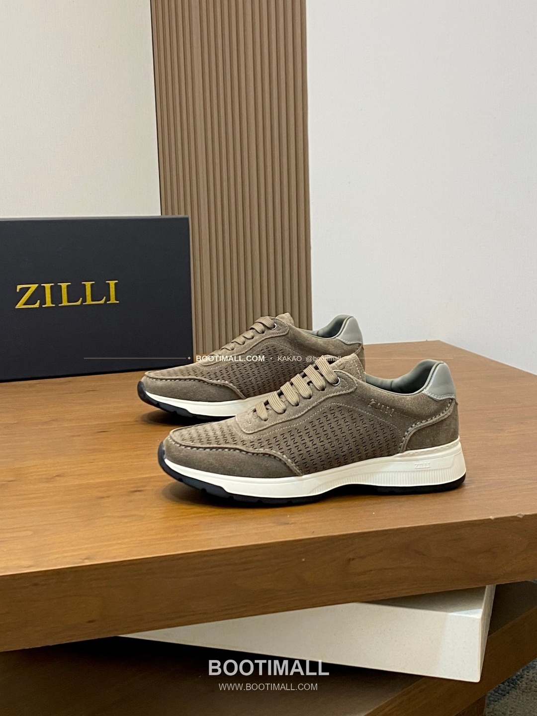 질리 그레인가죽 로고 레이스업 스니커즈 브라운 ZILLI Grained Calfskin Logo Lace-Up Sneakers 3