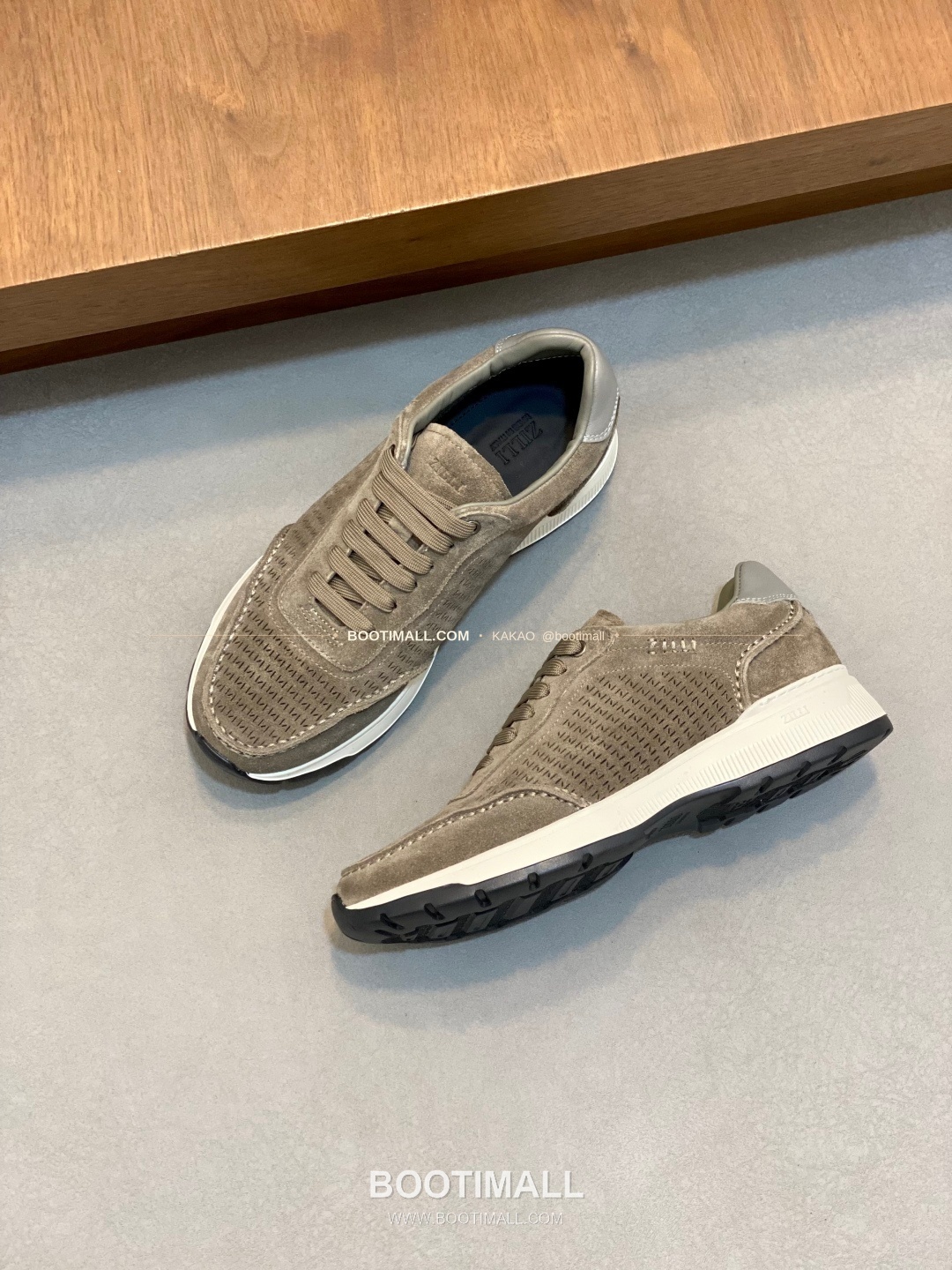 질리 그레인가죽 로고 레이스업 스니커즈 브라운 ZILLI Grained Calfskin Logo Lace-Up Sneakers 5