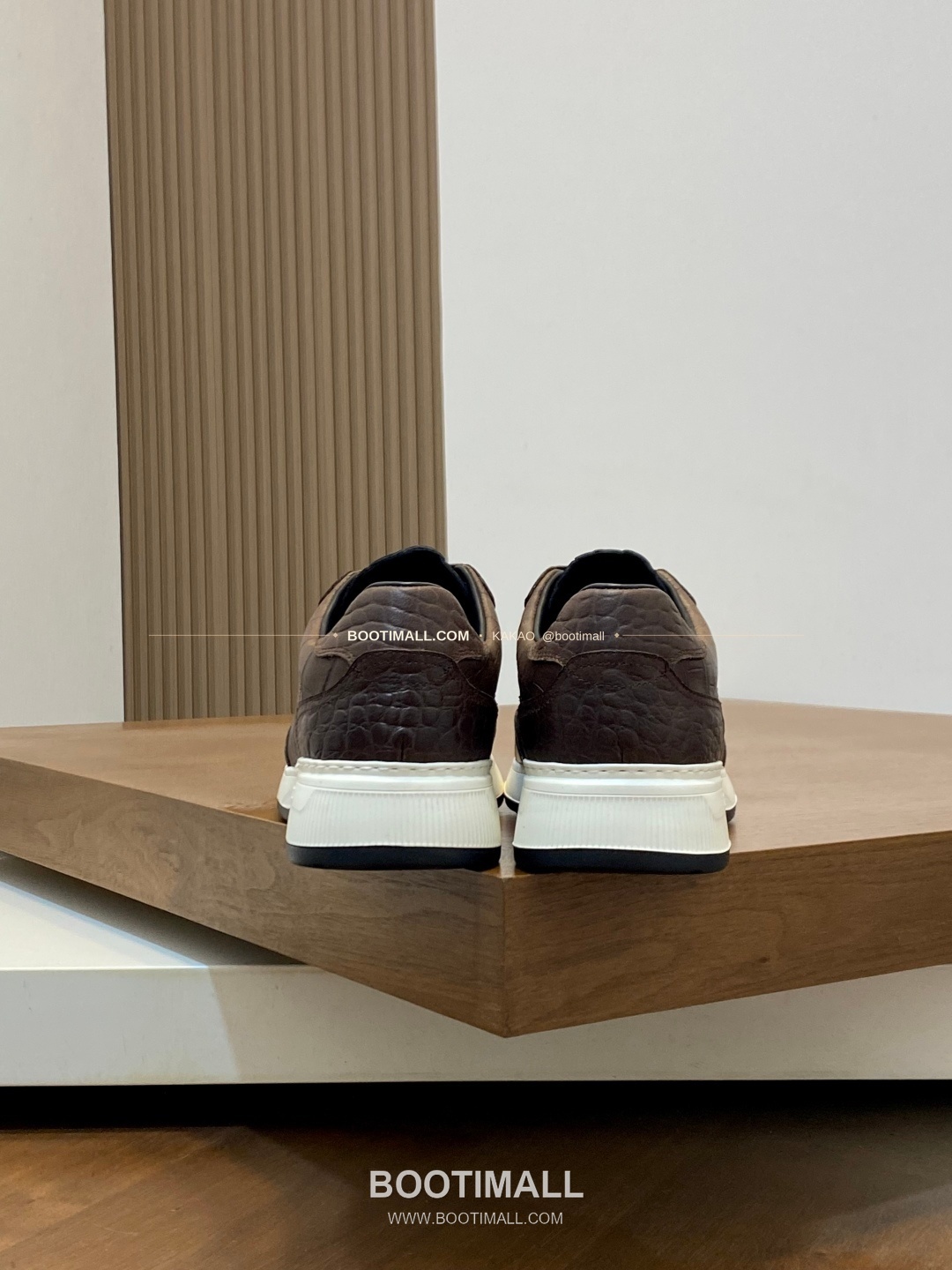 질리 그레인 송아지가죽 스티치 로고 레이스업 스니커즈 브라운 ZILLI Grained Calfskin Stitch Logo Lace-Up Sneakers 8