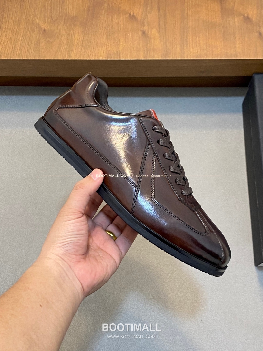 프라다 메쉬 가죽 믹스 로고 레이스업 스니커즈 브라운 Prada Mesh Calfskin Mix Logo Lace-Up Sneakers 4