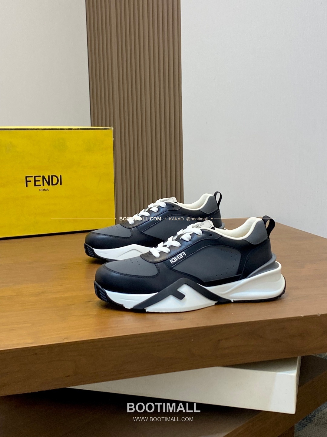 펜디 플로우 테크패브릭 레더 로고 밴딩 스니커즈 그레이 Fendi Flow Tech Fabric Leather Logo Band Sneakers 3