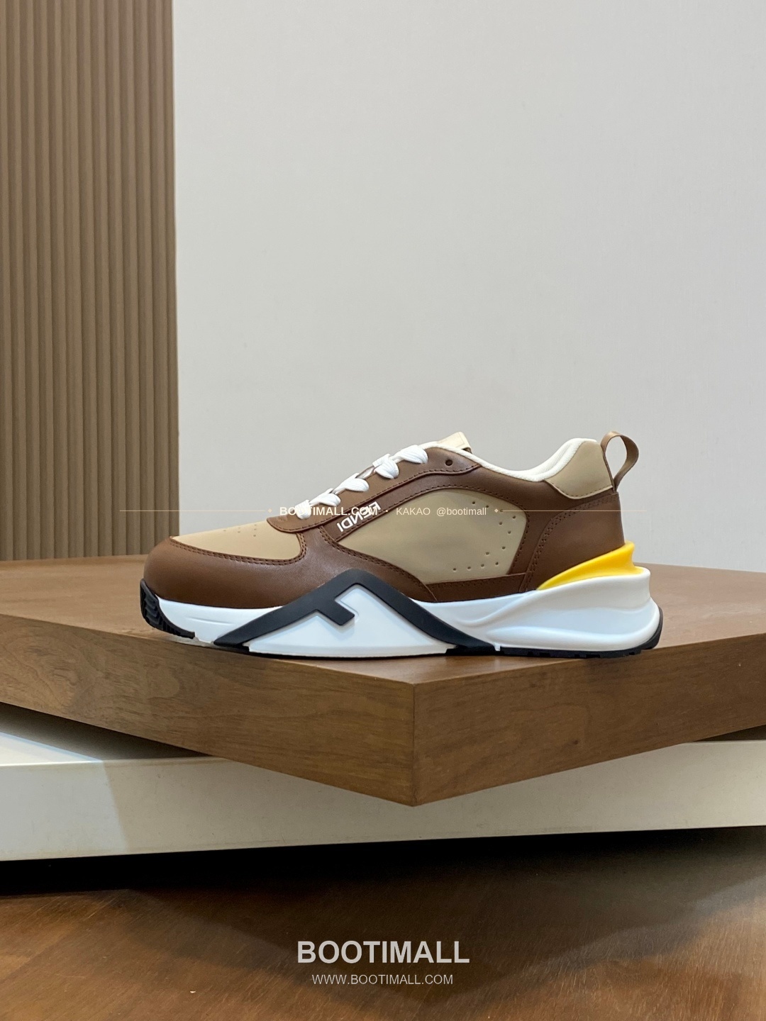 펜디 플로우 테크패브릭 레더 로고 밴딩 스니커즈 브라운 Fendi Flow Tech Fabric Leather Logo Band Sneakers 2