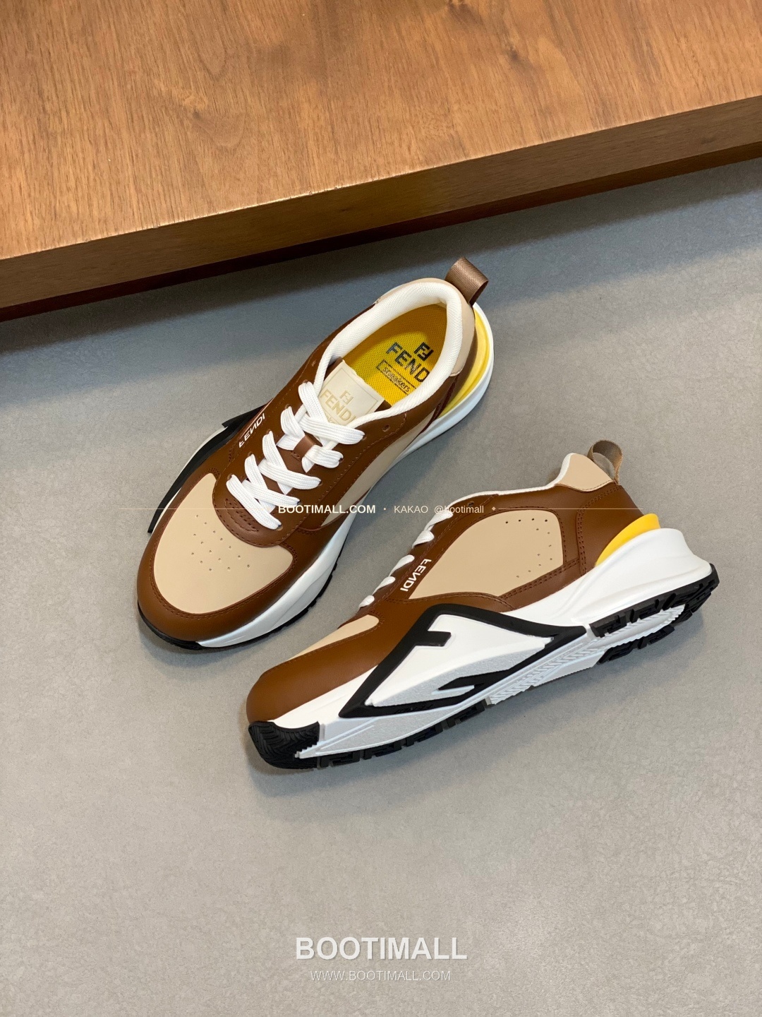 펜디 플로우 테크패브릭 레더 로고 밴딩 스니커즈 브라운 Fendi Flow Tech Fabric Leather Logo Band Sneakers 5