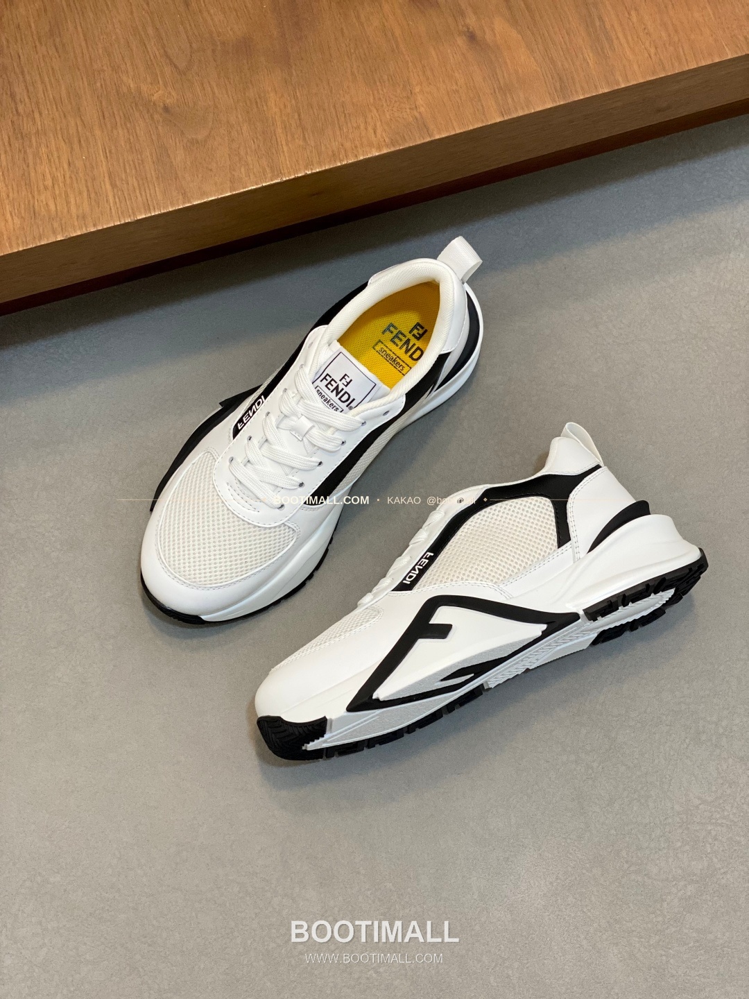 펜디 플로우 테크패브릭 레더 로고 밴딩 스니커즈 화이트 Fendi Flow Tech Fabric Leather Logo Band Sneakers 5