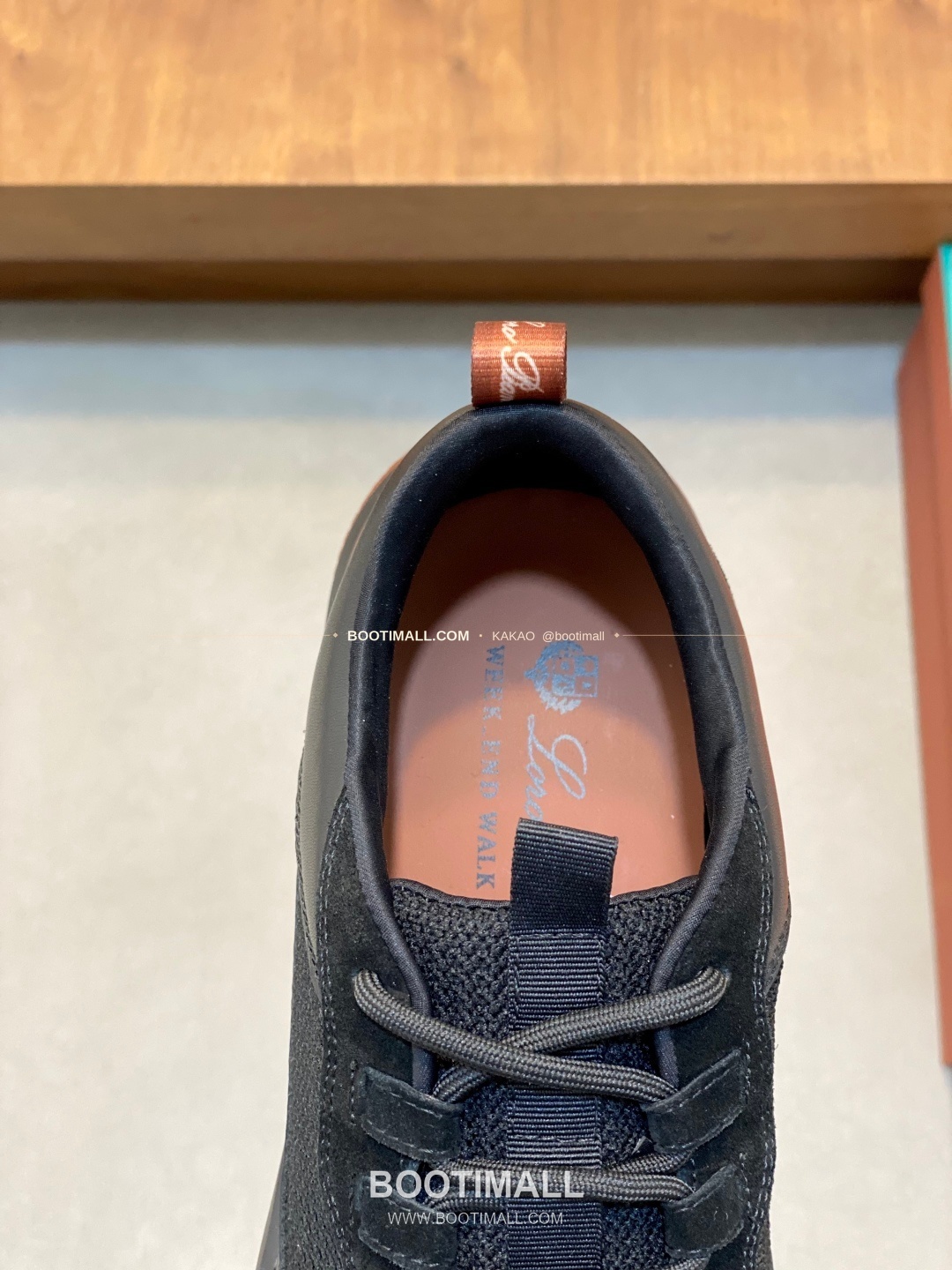 로로피아나 캐시미어 플라이니트 메쉬 레더 로고 레이스업 스니커즈 블랙 Loro Piana Cashmere Flyknit Mesh Leather Logo Lace-Up Sneakers 7