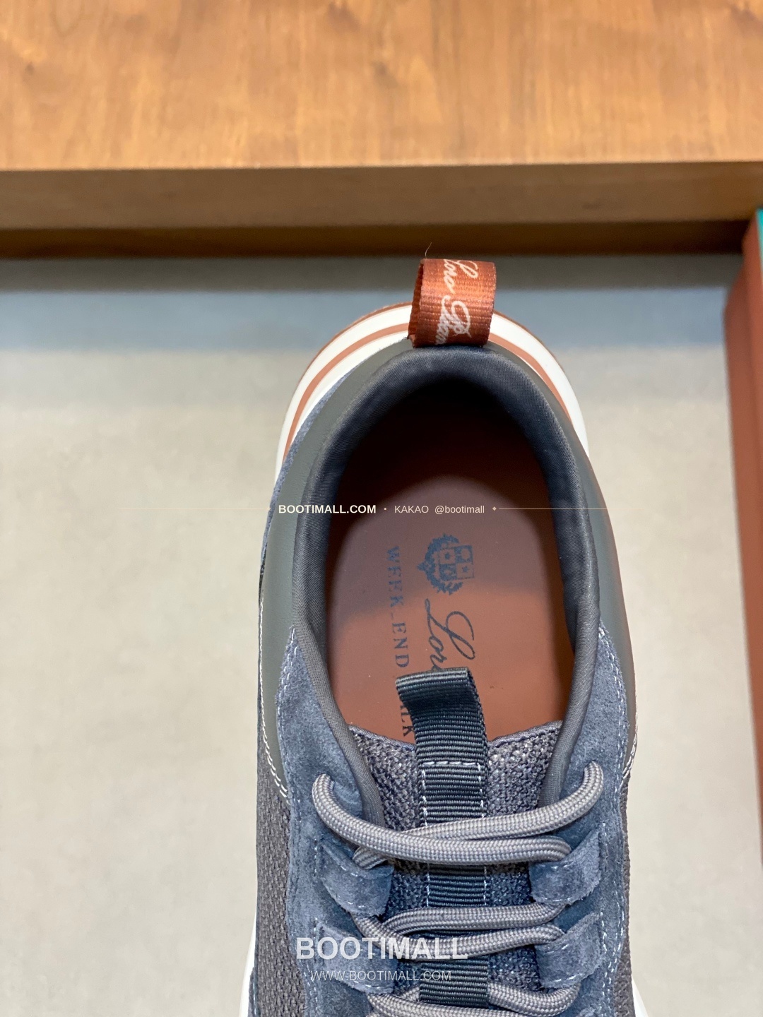 로로피아나 캐시미어 플라이니트 메쉬 레더 로고 레이스업 스니커즈 그레이 Loro Piana Cashmere Flyknit Mesh Leather Logo Lace-Up Sneakers 7