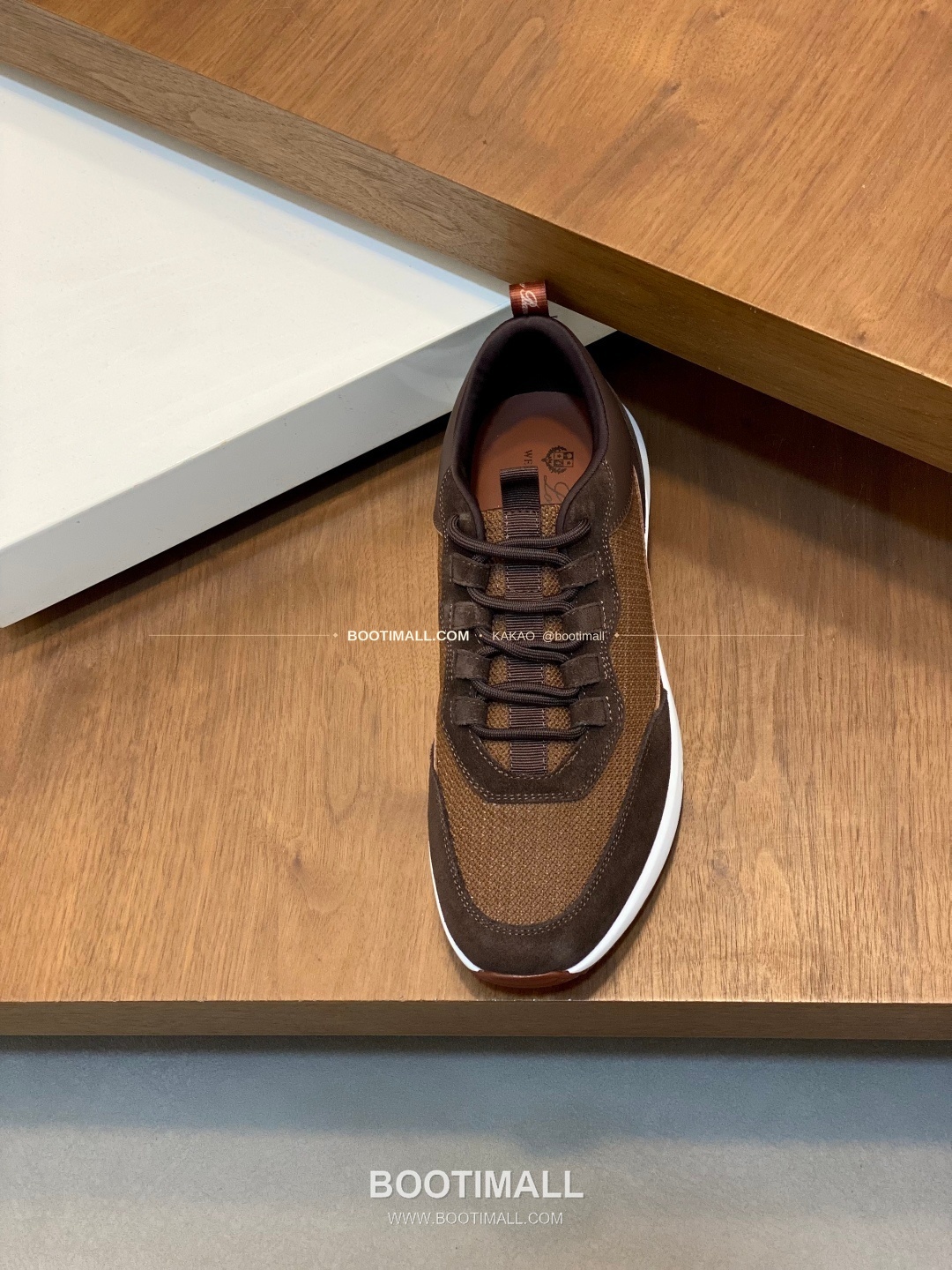 로로피아나 캐시미어 플라이니트 메쉬 레더 로고 레이스업 스니커즈 브라운 Loro Piana Cashmere Flyknit Mesh Leather Logo Lace-Up Sneakers 6