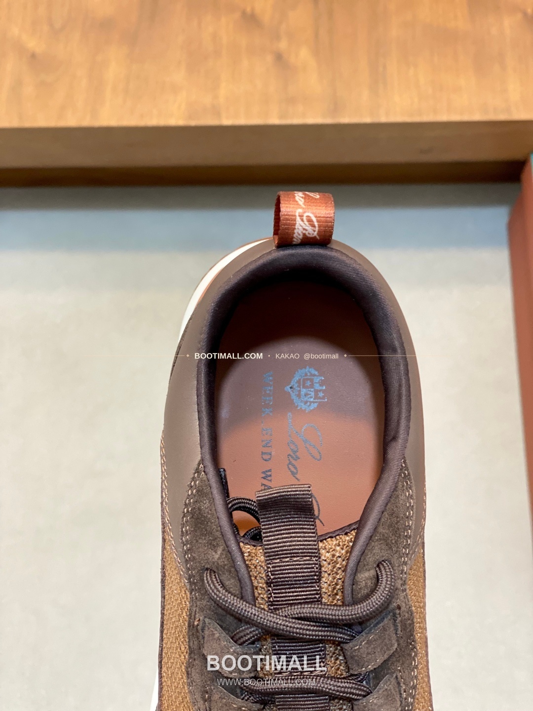 로로피아나 캐시미어 플라이니트 메쉬 레더 로고 레이스업 스니커즈 브라운 Loro Piana Cashmere Flyknit Mesh Leather Logo Lace-Up Sneakers 7