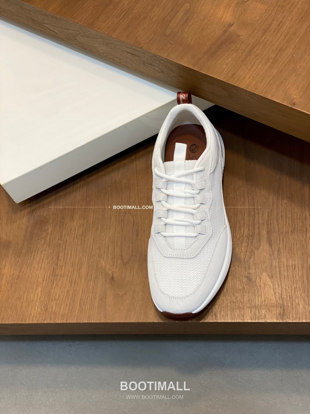 로로피아나 캐시미어 플라이니트 메쉬 레더 로고 레이스업 스니커즈 화이트 Loro Piana Cashmere Flyknit Mesh Leather Logo Lace-Up Sneakers 6