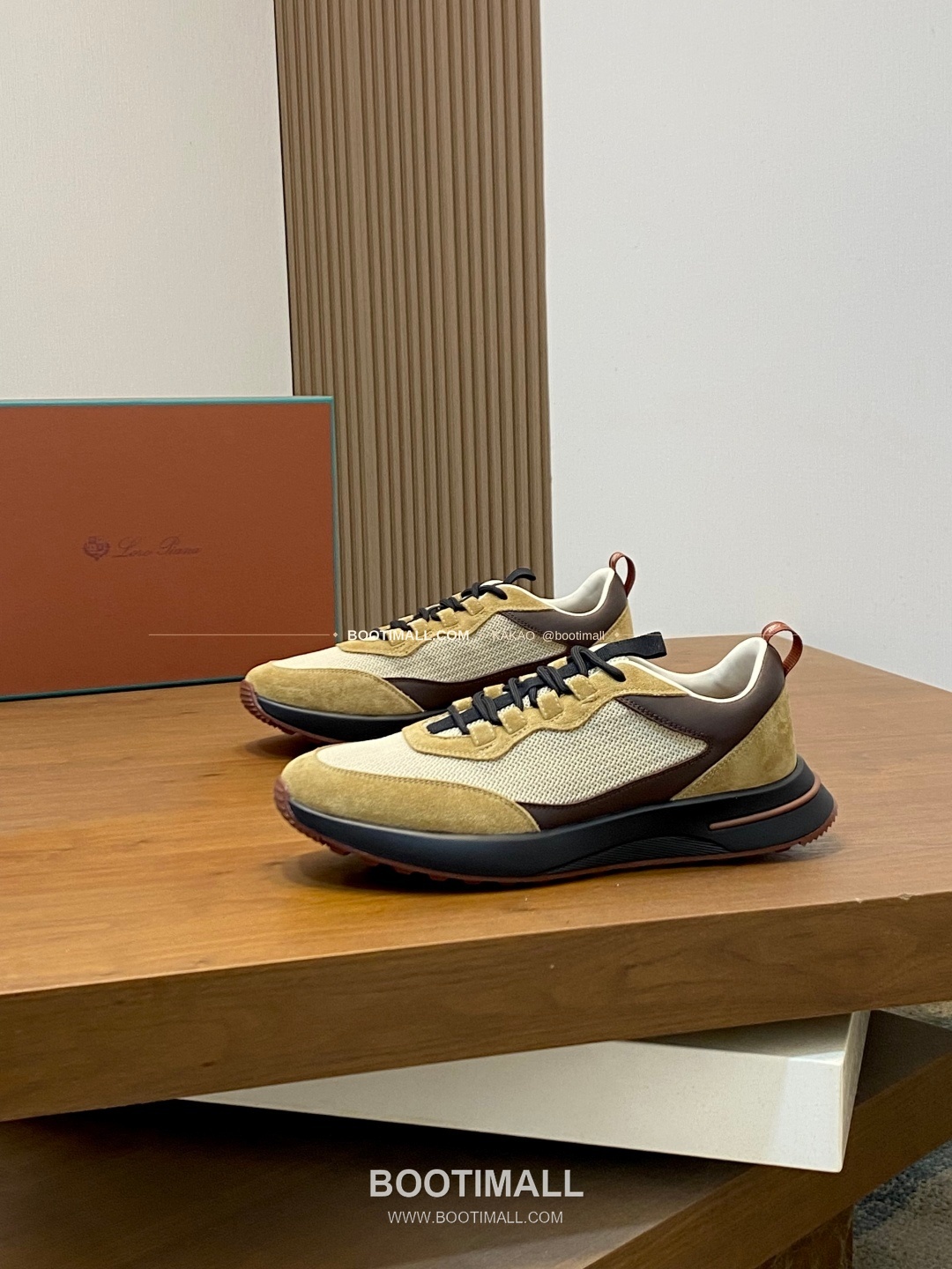 로로피아나 캐시미어 플라이니트 메쉬 레더 로고 레이스업 스니커즈 Loro Piana Cashmere Flyknit Mesh Leather Logo Lace-Up Sneakers 3