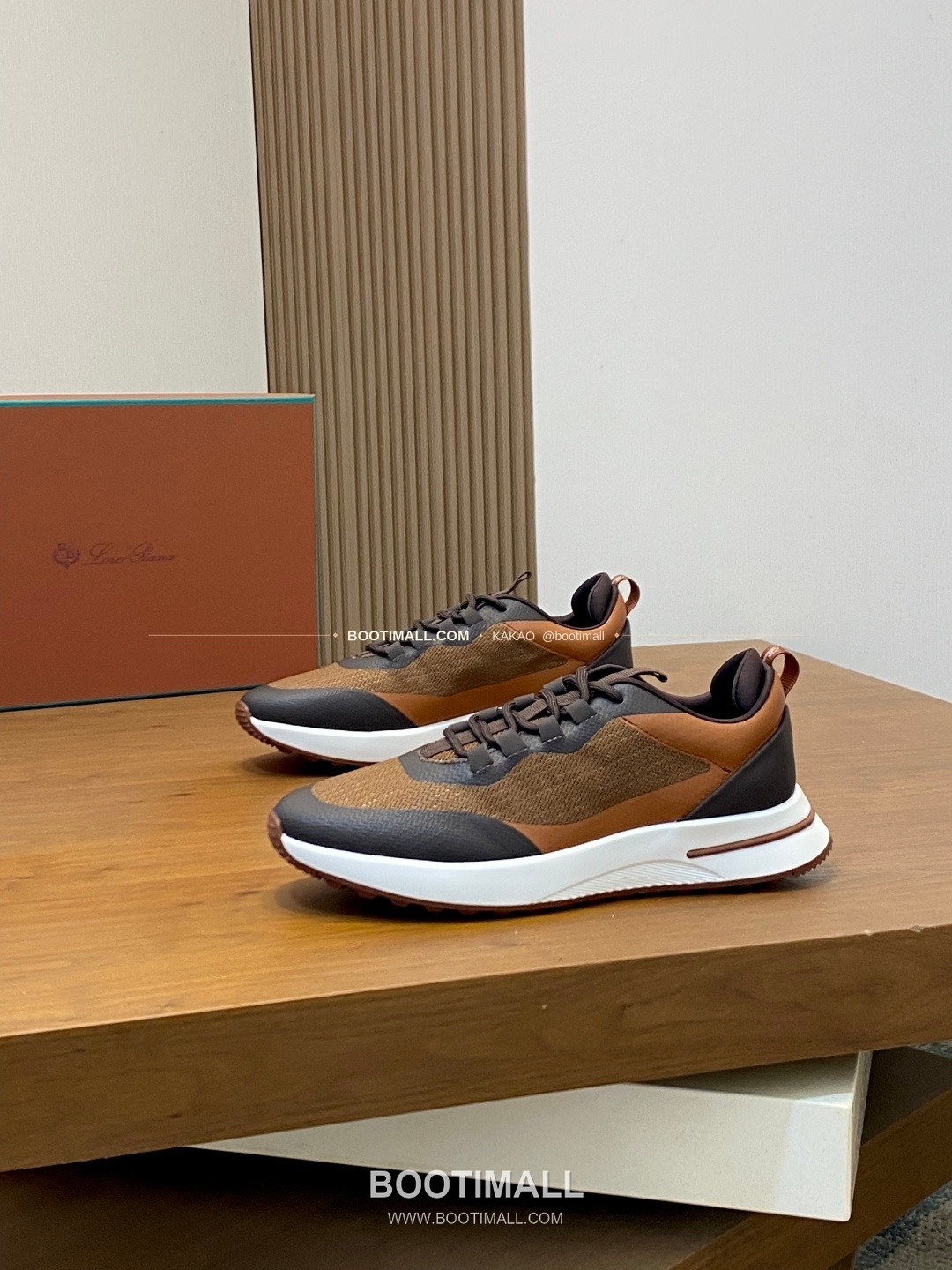 로로피아나 캐시미어 플라이니트 메쉬 로고 레이스업 스니커즈 브라운 Loro Piana Cashmere Flyknit Mesh Logo Lace-Up Sneakers 3