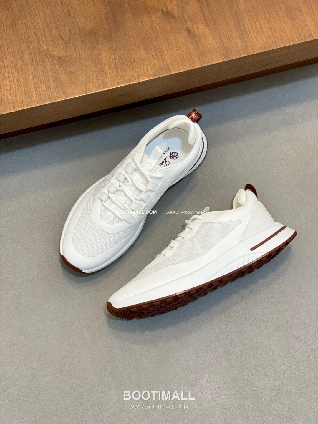 로로피아나 캐시미어 플라이니트 메쉬 로고 레이스업 스니커즈 화이트 Loro Piana Cashmere Flyknit Mesh Logo Lace-Up Sneakers 5