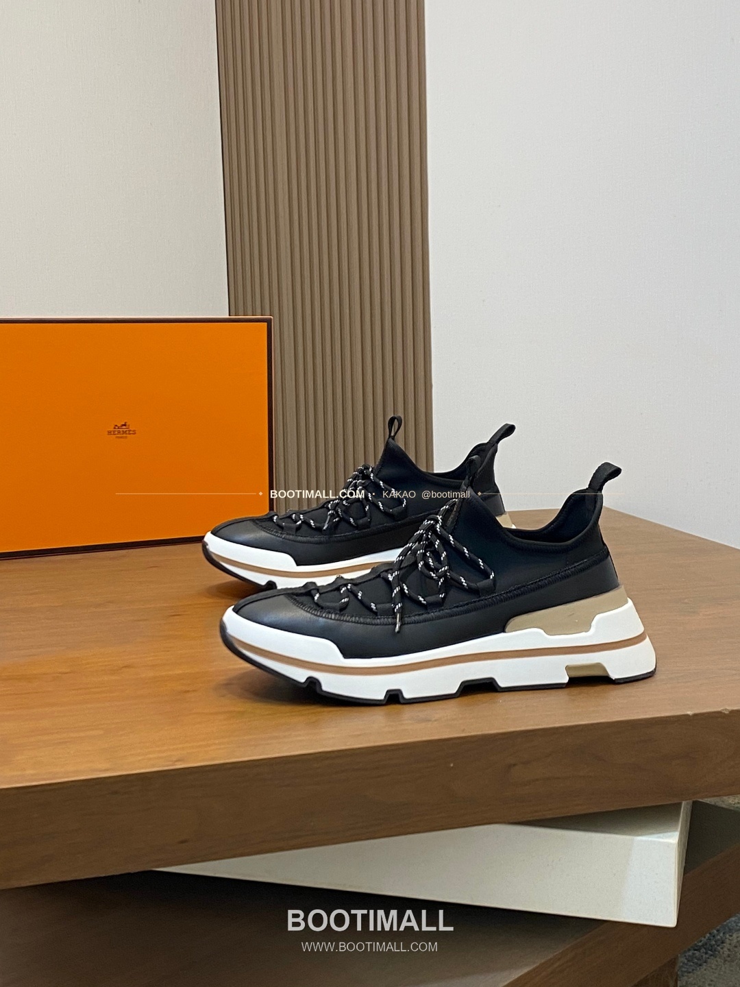 에르메스 바운싱 송아지가죽 엘라스틱 패브릭 로고 레이스업 스니커즈 블랙 Hermes Bouncing Calfskin Elastic Fabric Logo Lace-Up Sneakers 3