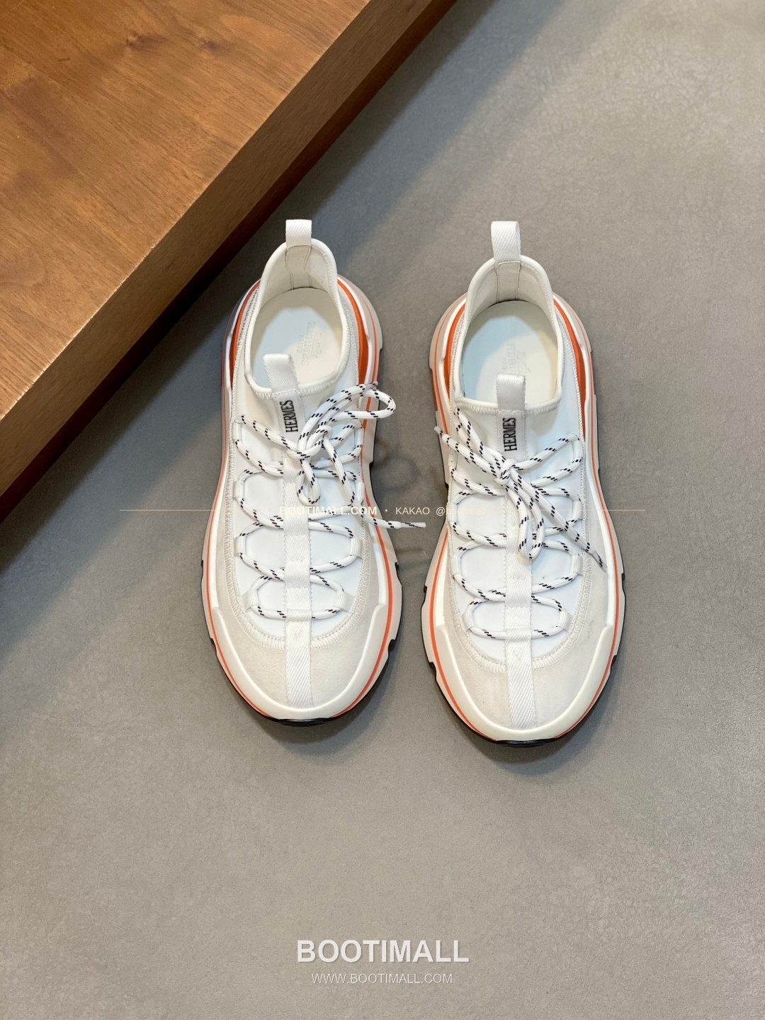 에르메스 바운싱 송아지가죽 엘라스틱 패브릭 로고 레이스업 스니커즈 화이트 Hermes Bouncing Calfskin Elastic Fabric Logo Lace-Up Sneakers 1