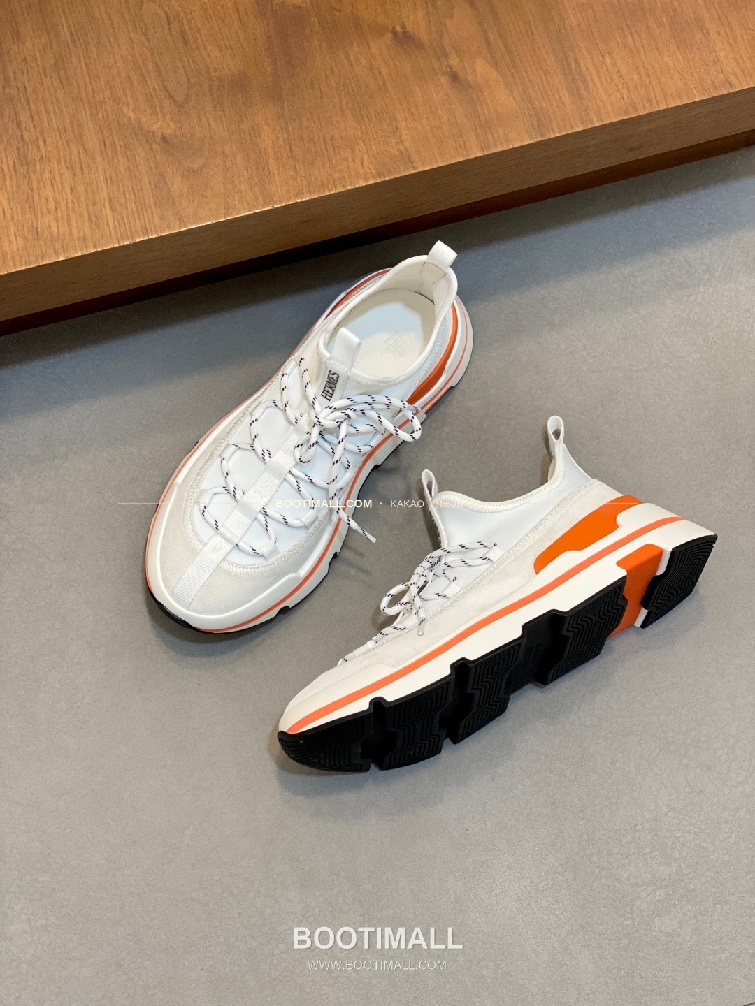 에르메스 바운싱 송아지가죽 엘라스틱 패브릭 로고 레이스업 스니커즈 화이트 Hermes Bouncing Calfskin Elastic Fabric Logo Lace-Up Sneakers 5