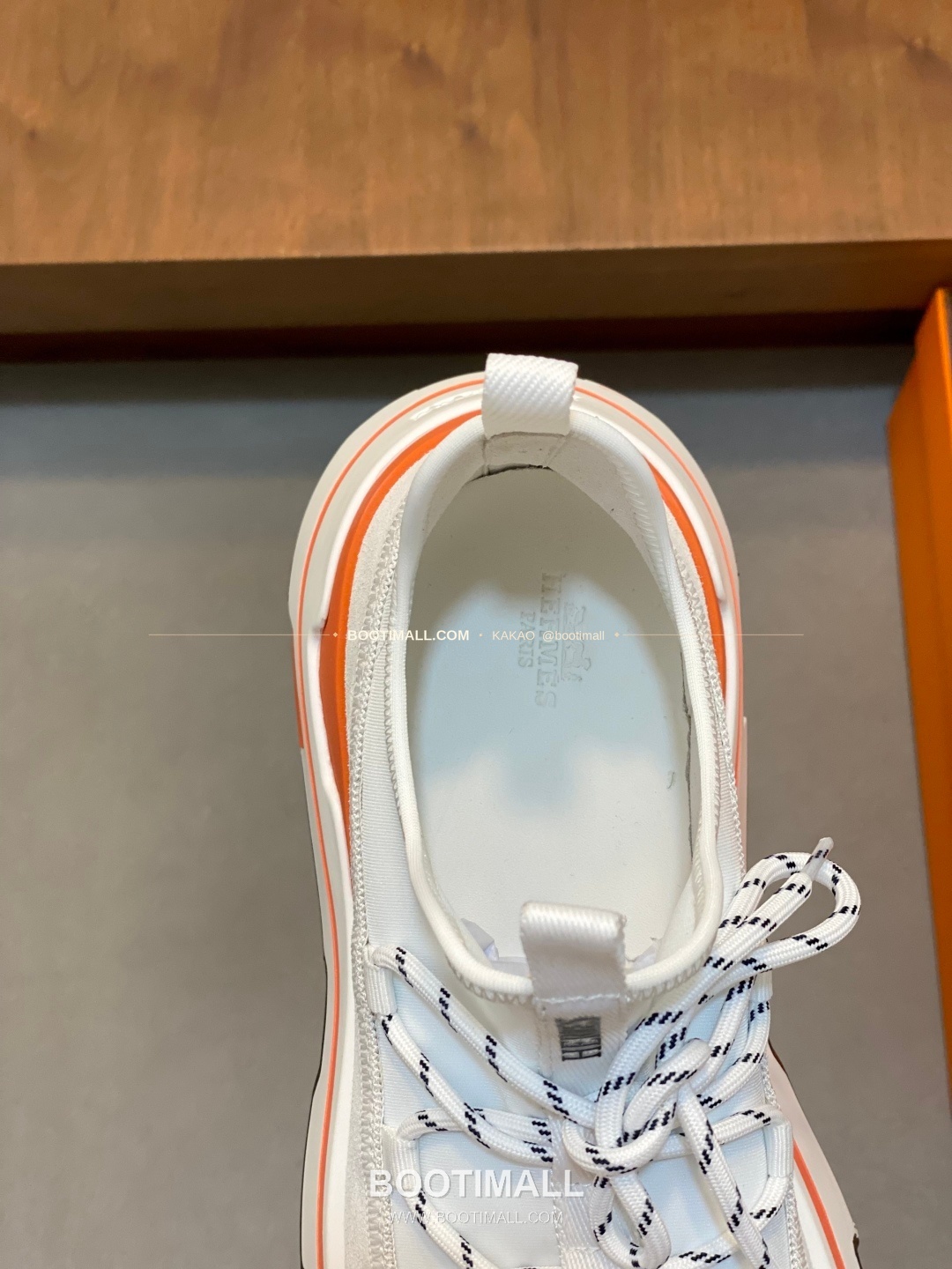 에르메스 바운싱 송아지가죽 엘라스틱 패브릭 로고 레이스업 스니커즈 화이트 Hermes Bouncing Calfskin Elastic Fabric Logo Lace-Up Sneakers 7