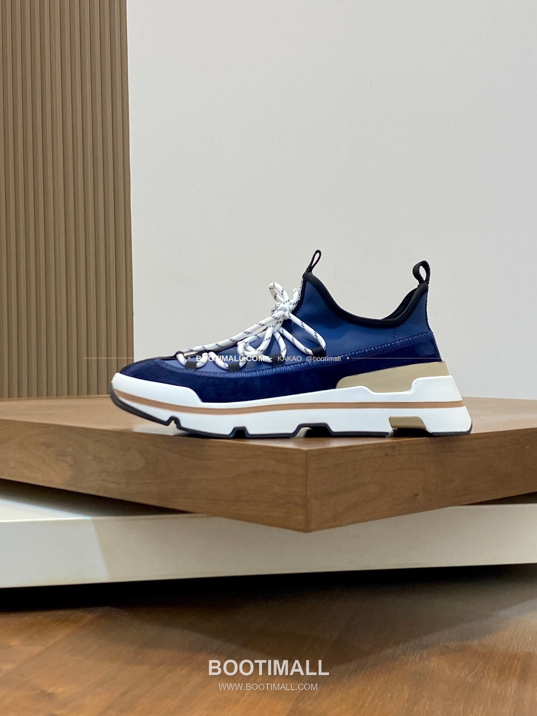 에르메스 바운싱 송아지가죽 엘라스틱 패브릭 로고 레이스업 스니커즈 네이비 Hermes Bouncing Calfskin Elastic Fabric Logo Lace-Up Sneakers 2