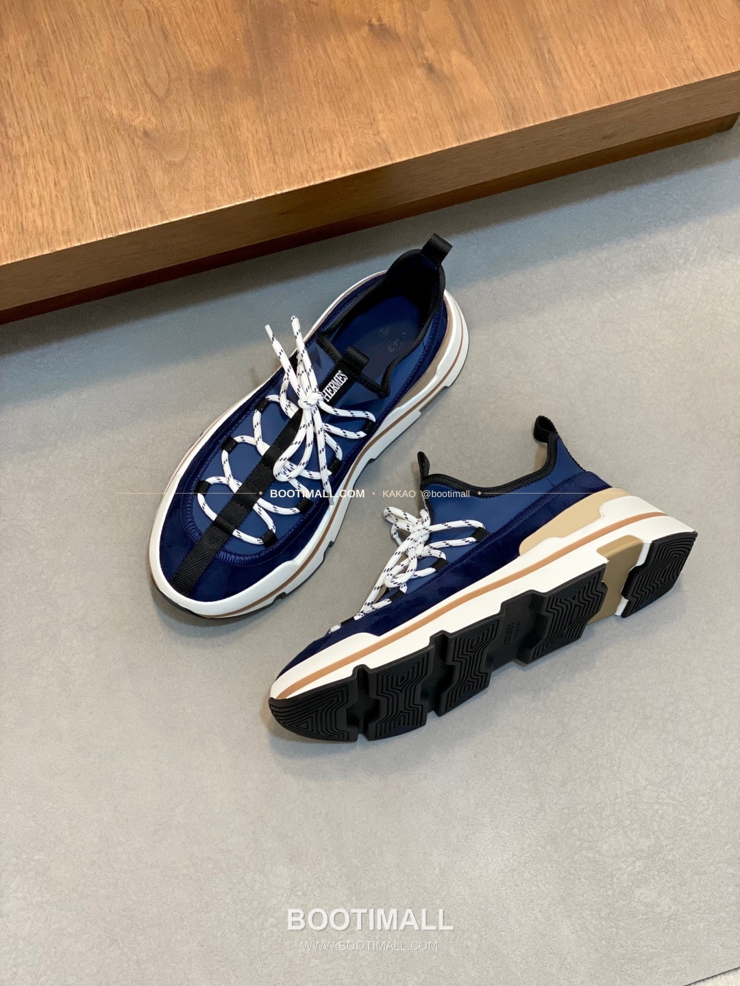 에르메스 바운싱 송아지가죽 엘라스틱 패브릭 로고 레이스업 스니커즈 네이비 Hermes Bouncing Calfskin Elastic Fabric Logo Lace-Up Sneakers 5