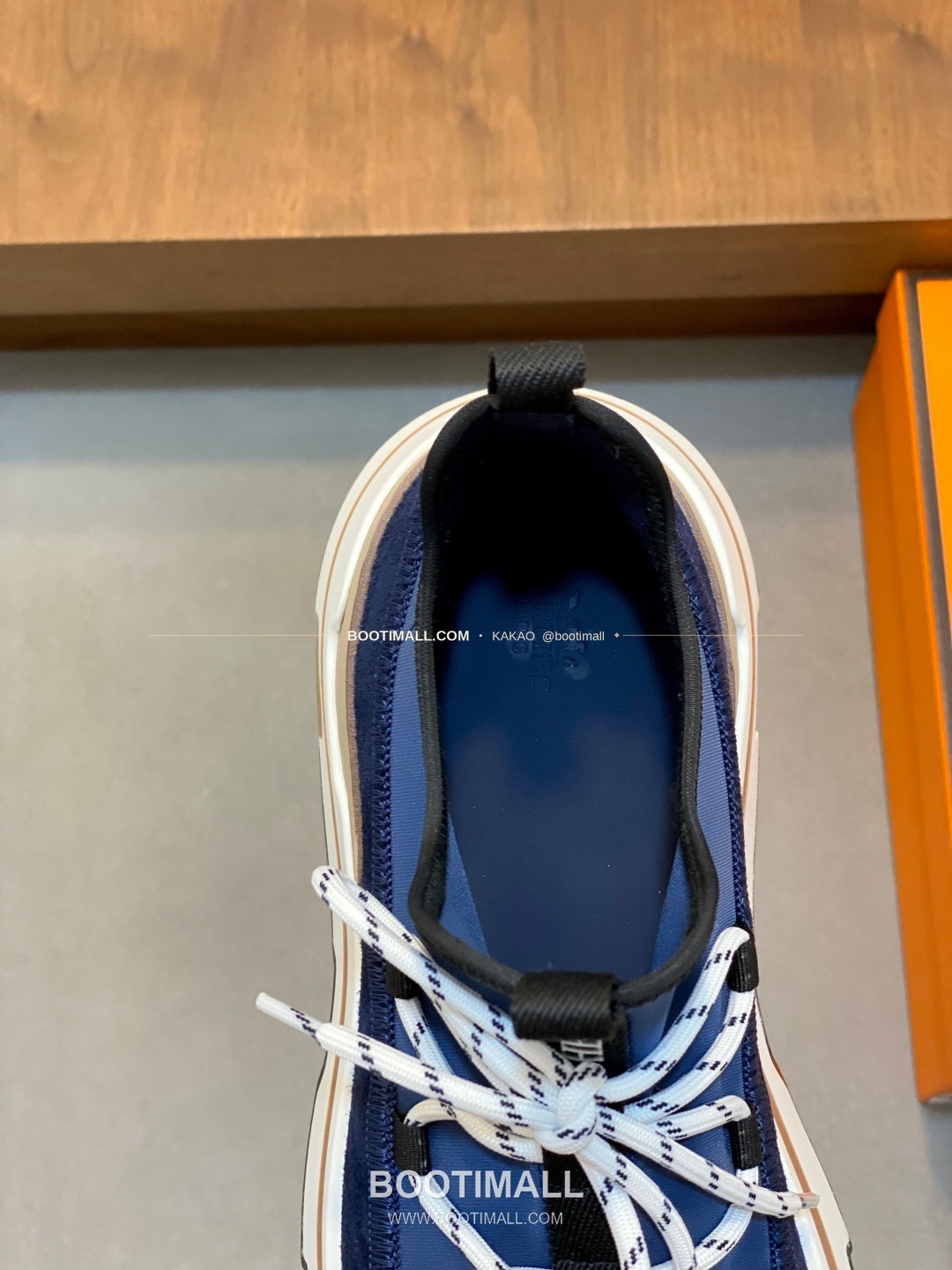 에르메스 바운싱 송아지가죽 엘라스틱 패브릭 로고 레이스업 스니커즈 네이비 Hermes Bouncing Calfskin Elastic Fabric Logo Lace-Up Sneakers 7