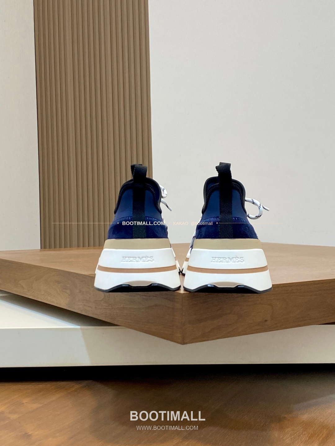 에르메스 바운싱 송아지가죽 엘라스틱 패브릭 로고 레이스업 스니커즈 네이비 Hermes Bouncing Calfskin Elastic Fabric Logo Lace-Up Sneakers 8