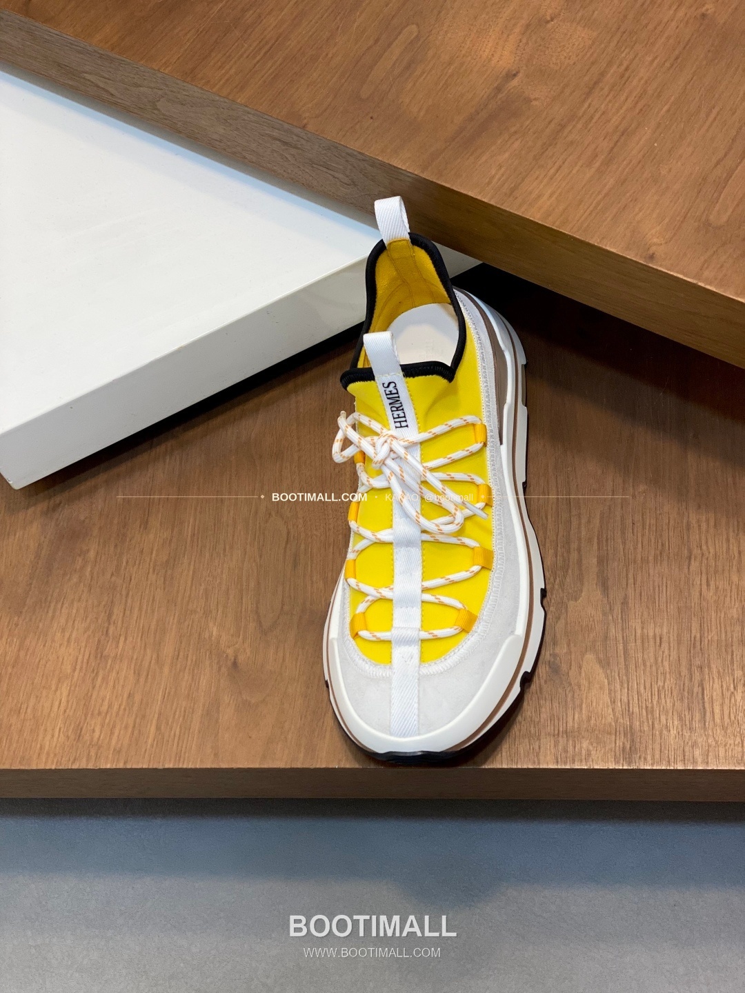 에르메스 바운싱 송아지가죽 엘라스틱 패브릭 로고 레이스업 스니커즈 옐로우 Hermes Bouncing Calfskin Elastic Fabric Logo Lace-Up Sneakers 6