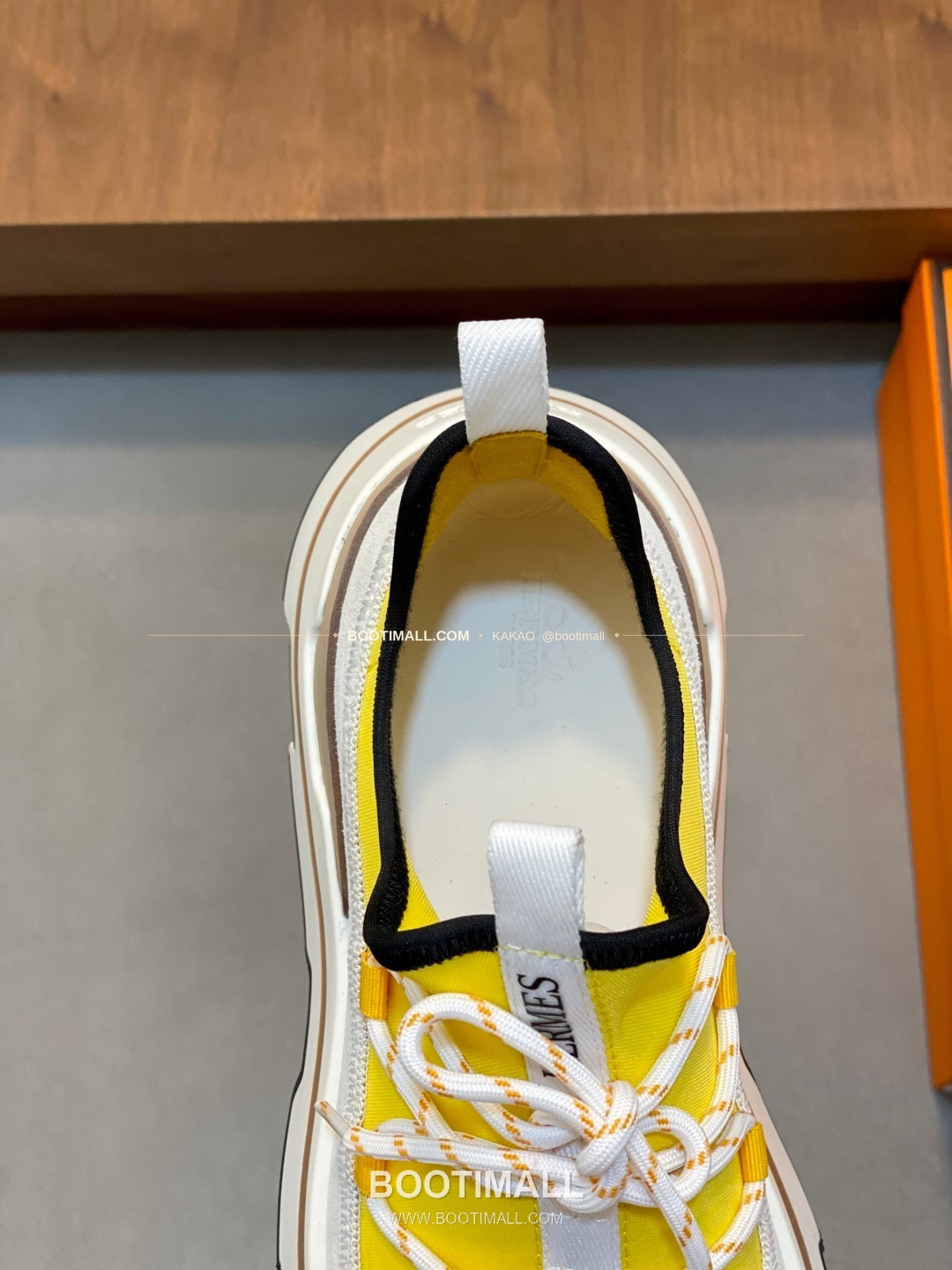 에르메스 바운싱 송아지가죽 엘라스틱 패브릭 로고 레이스업 스니커즈 옐로우 Hermes Bouncing Calfskin Elastic Fabric Logo Lace-Up Sneakers 7