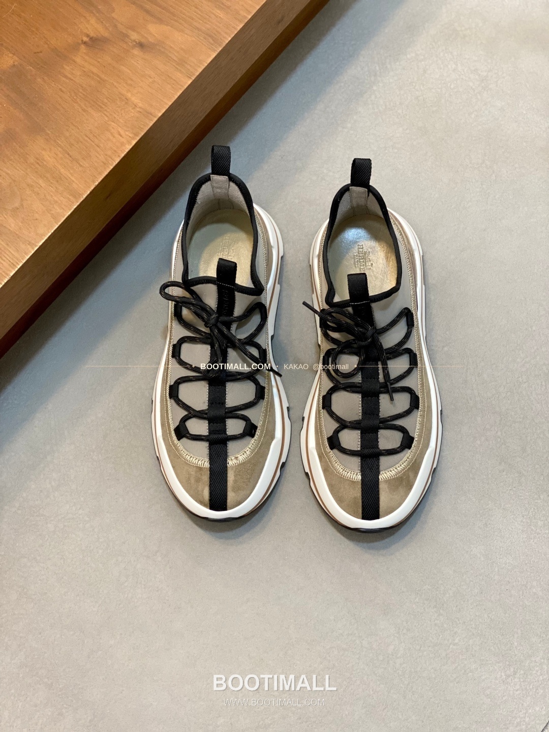 에르메스 바운싱 송아지가죽 엘라스틱 패브릭 로고 레이스업 스니커즈 카키 Hermes Bouncing Calfskin Elastic Fabric Logo Lace-Up Sneakers 1