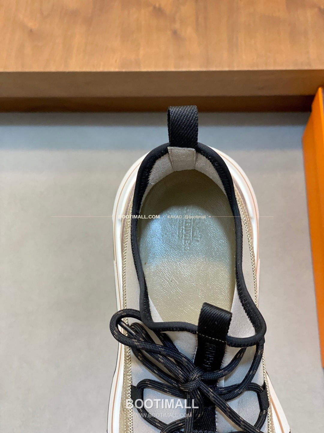 에르메스 바운싱 송아지가죽 엘라스틱 패브릭 로고 레이스업 스니커즈 카키 Hermes Bouncing Calfskin Elastic Fabric Logo Lace-Up Sneakers 7