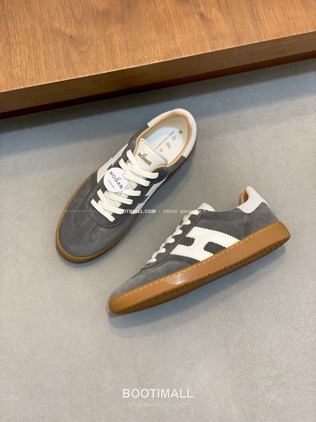 호간 H패치 송아지가죽 믹스 로고 레이스업 스니커즈 그레이 Hogan H Patch Calfskin Mix Logo Lace-Up Sneakers 5