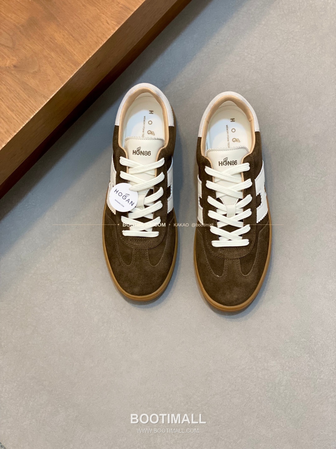 호간 H패치 송아지가죽 믹스 로고 레이스업 스니커즈 브라운 Hogan H Patch Calfskin Mix Logo Lace-Up Sneakers 1