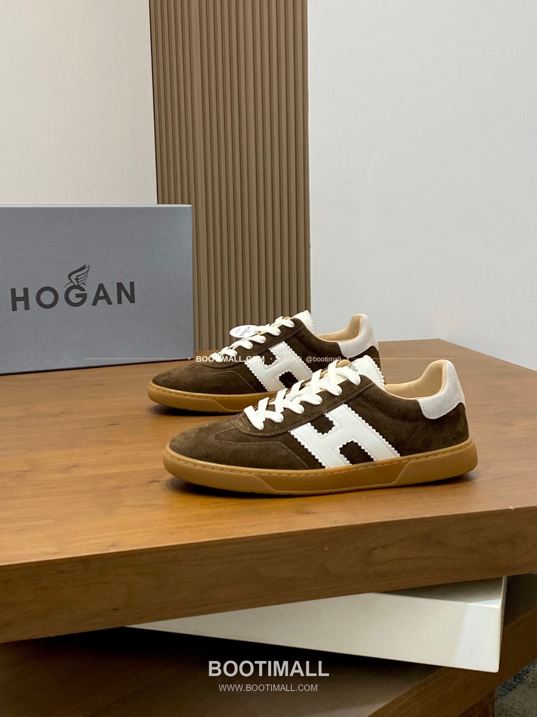 호간 H패치 송아지가죽 믹스 로고 레이스업 스니커즈 브라운 Hogan H Patch Calfskin Mix Logo Lace-Up Sneakers 3