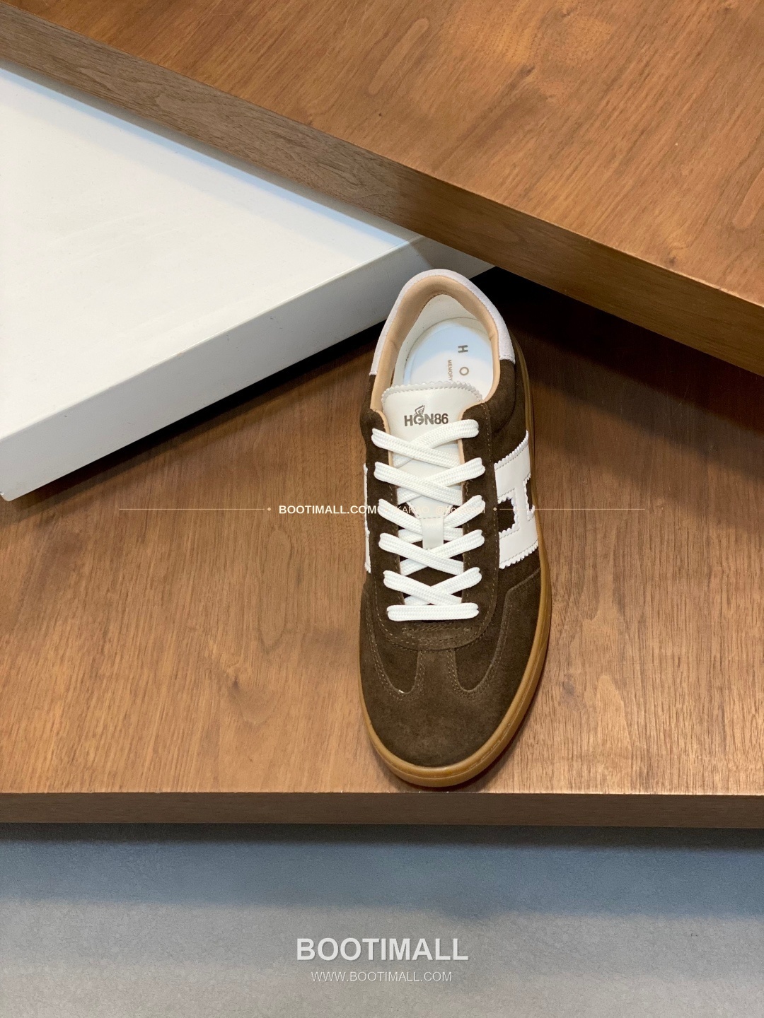 호간 H패치 송아지가죽 믹스 로고 레이스업 스니커즈 브라운 Hogan H Patch Calfskin Mix Logo Lace-Up Sneakers 6