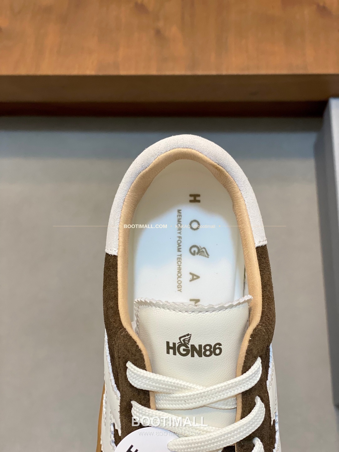 호간 H패치 송아지가죽 믹스 로고 레이스업 스니커즈 브라운 Hogan H Patch Calfskin Mix Logo Lace-Up Sneakers 7