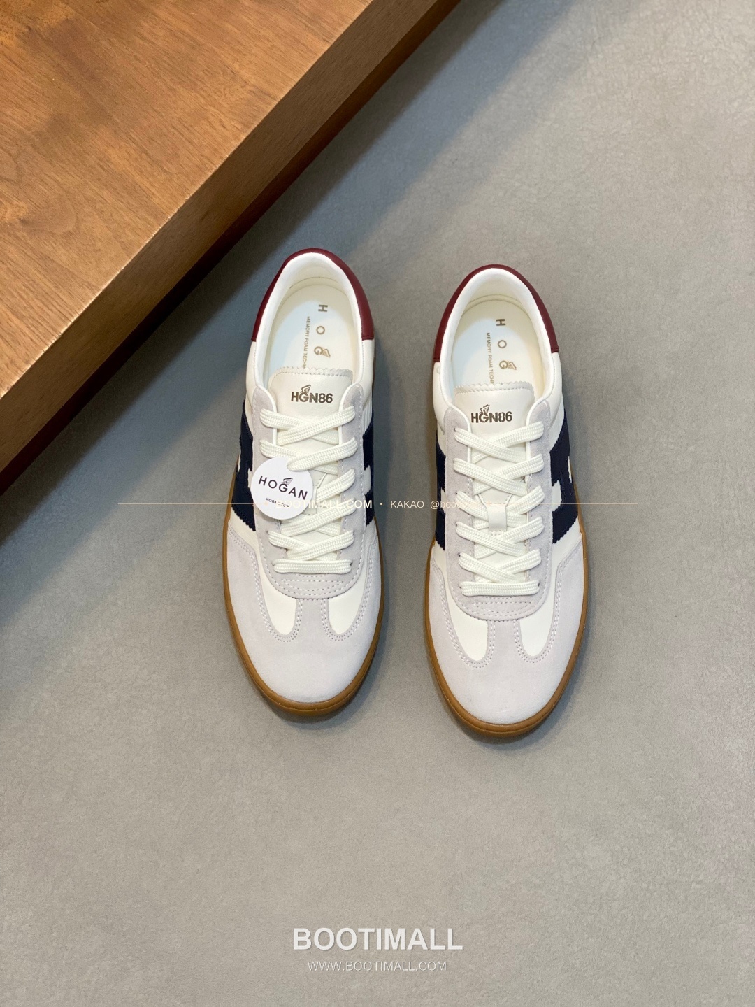 호간 H패치 송아지가죽 믹스 로고 레이스업 스니커즈 화이트 Hogan H Patch Calfskin Mix Logo Lace-Up Sneakers 1