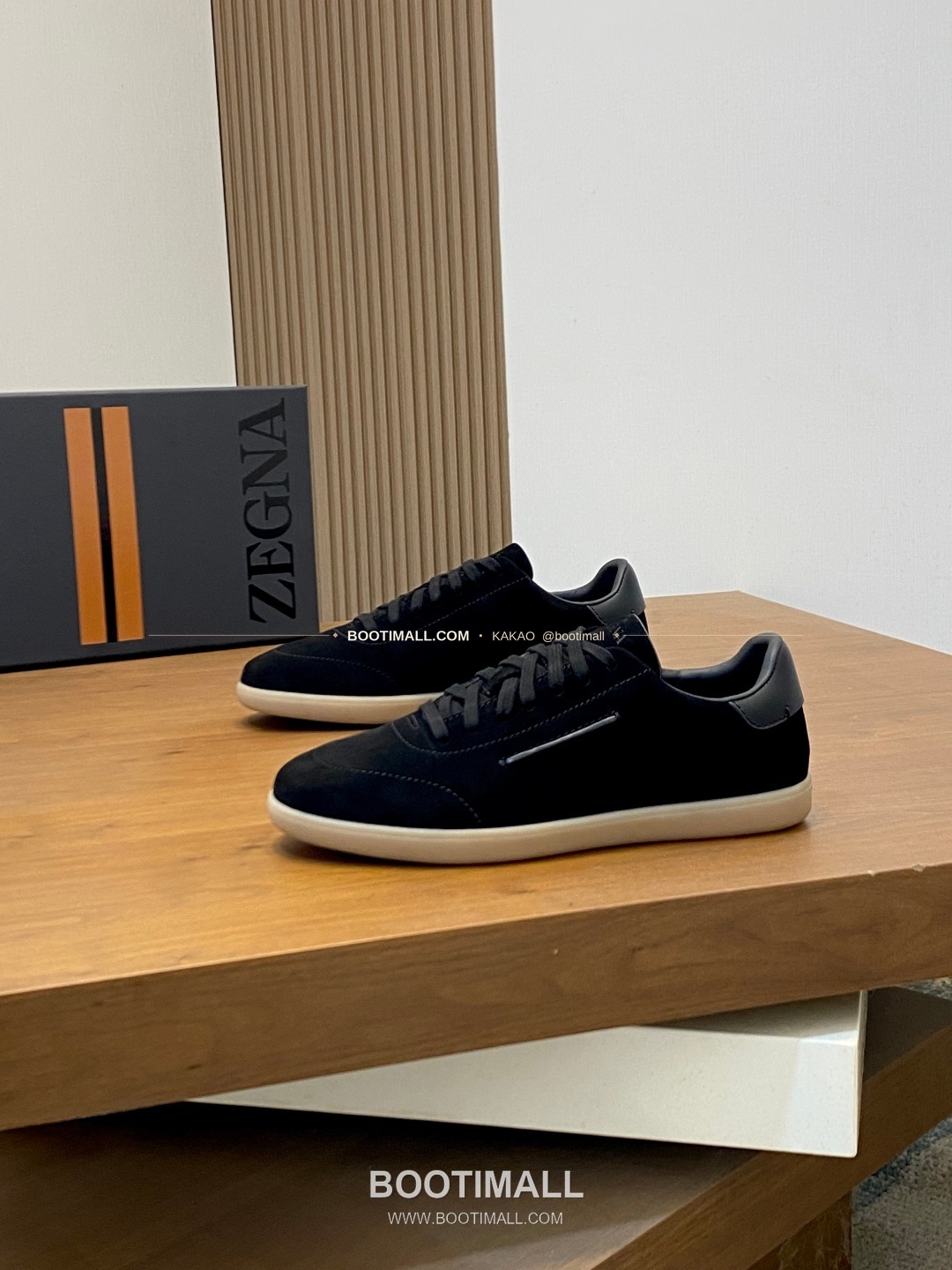 제냐 232 스웨이드 로고 레이스업 스니커즈 블랙 Zegna 232 Suede Logo Lace-Up Sneakers 3