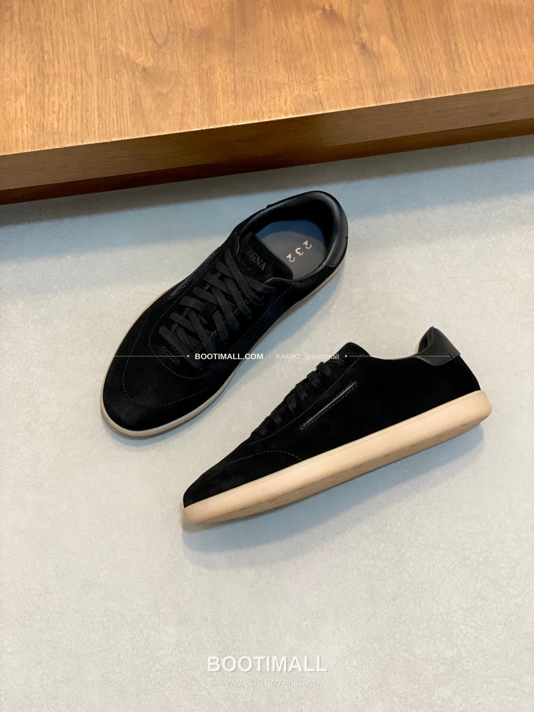 제냐 232 스웨이드 로고 레이스업 스니커즈 블랙 Zegna 232 Suede Logo Lace-Up Sneakers 5