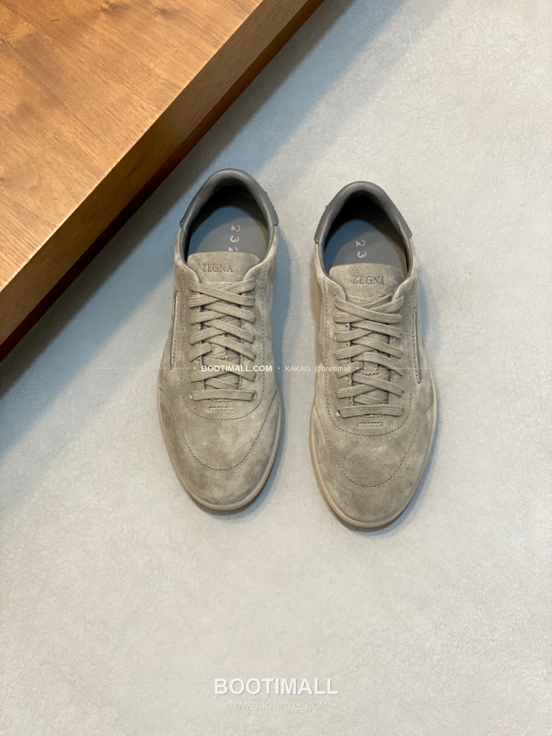 제냐 232 스웨이드 로고 레이스업 스니커즈 카키 Zegna 232 Suede Logo Lace-Up Sneakers 1