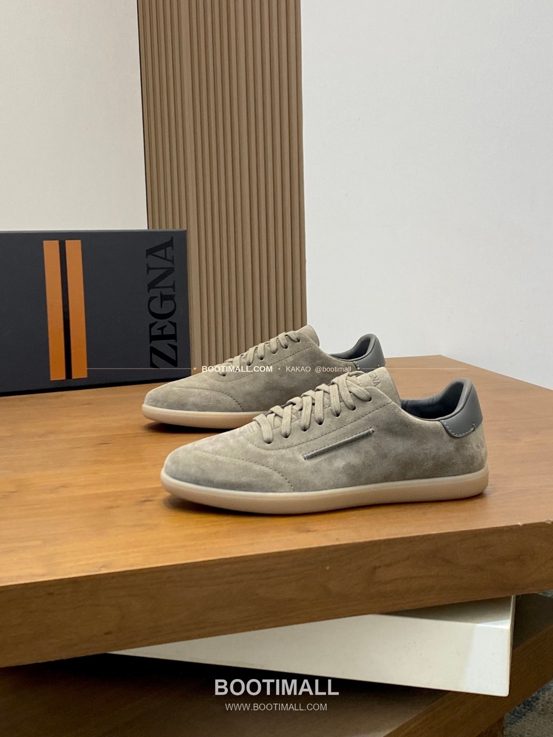 제냐 232 스웨이드 로고 레이스업 스니커즈 카키 Zegna 232 Suede Logo Lace-Up Sneakers 3