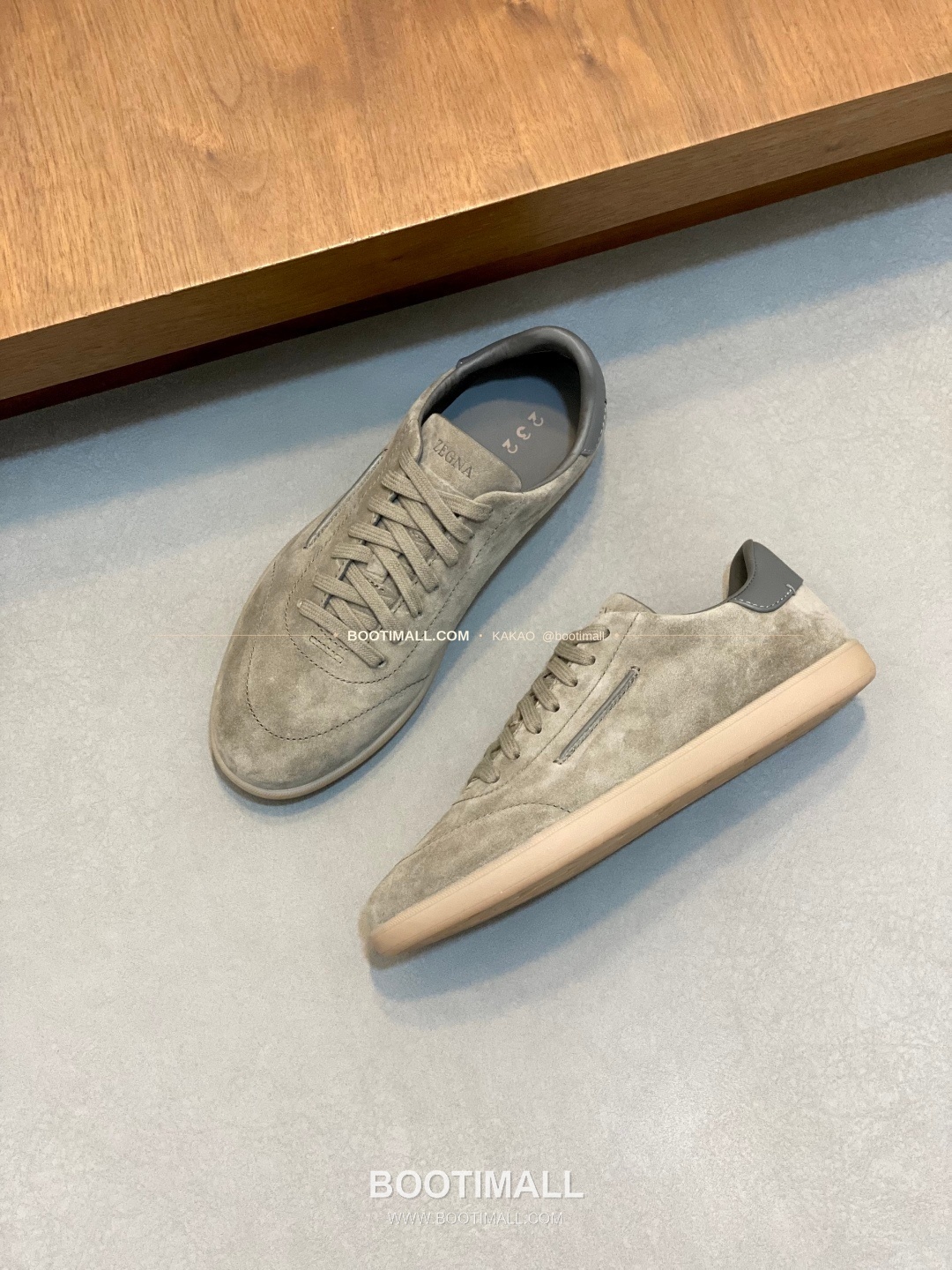 제냐 232 스웨이드 로고 레이스업 스니커즈 카키 Zegna 232 Suede Logo Lace-Up Sneakers 5