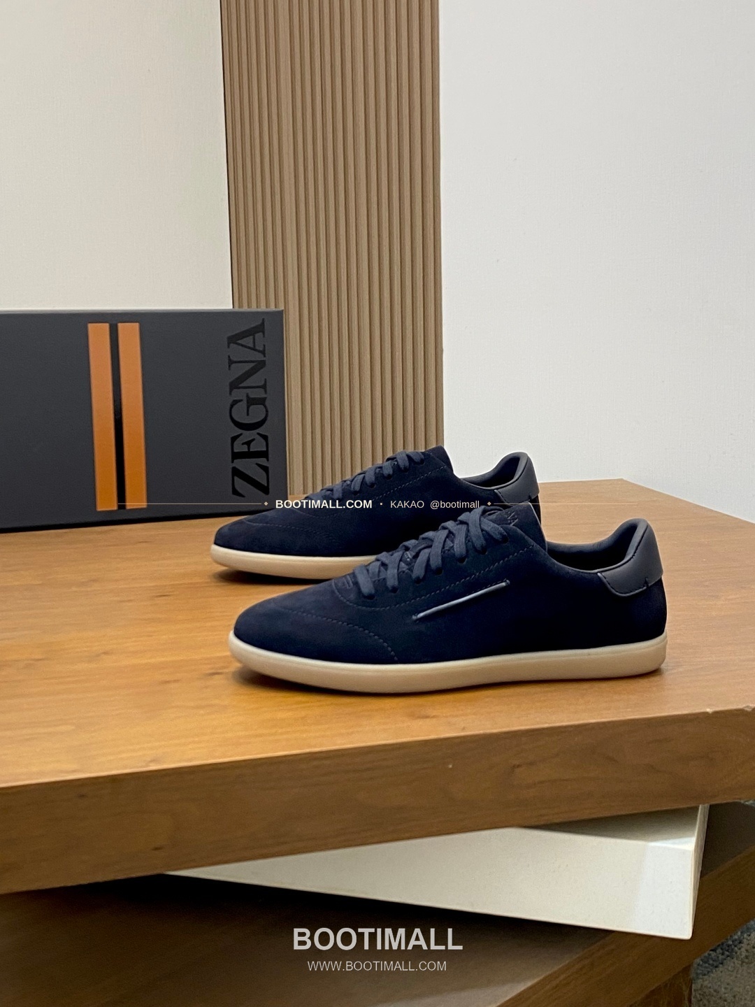 제냐 232 스웨이드 로고 레이스업 스니커즈 네이비 Zegna 232 Suede Logo Lace-Up Sneakers 3