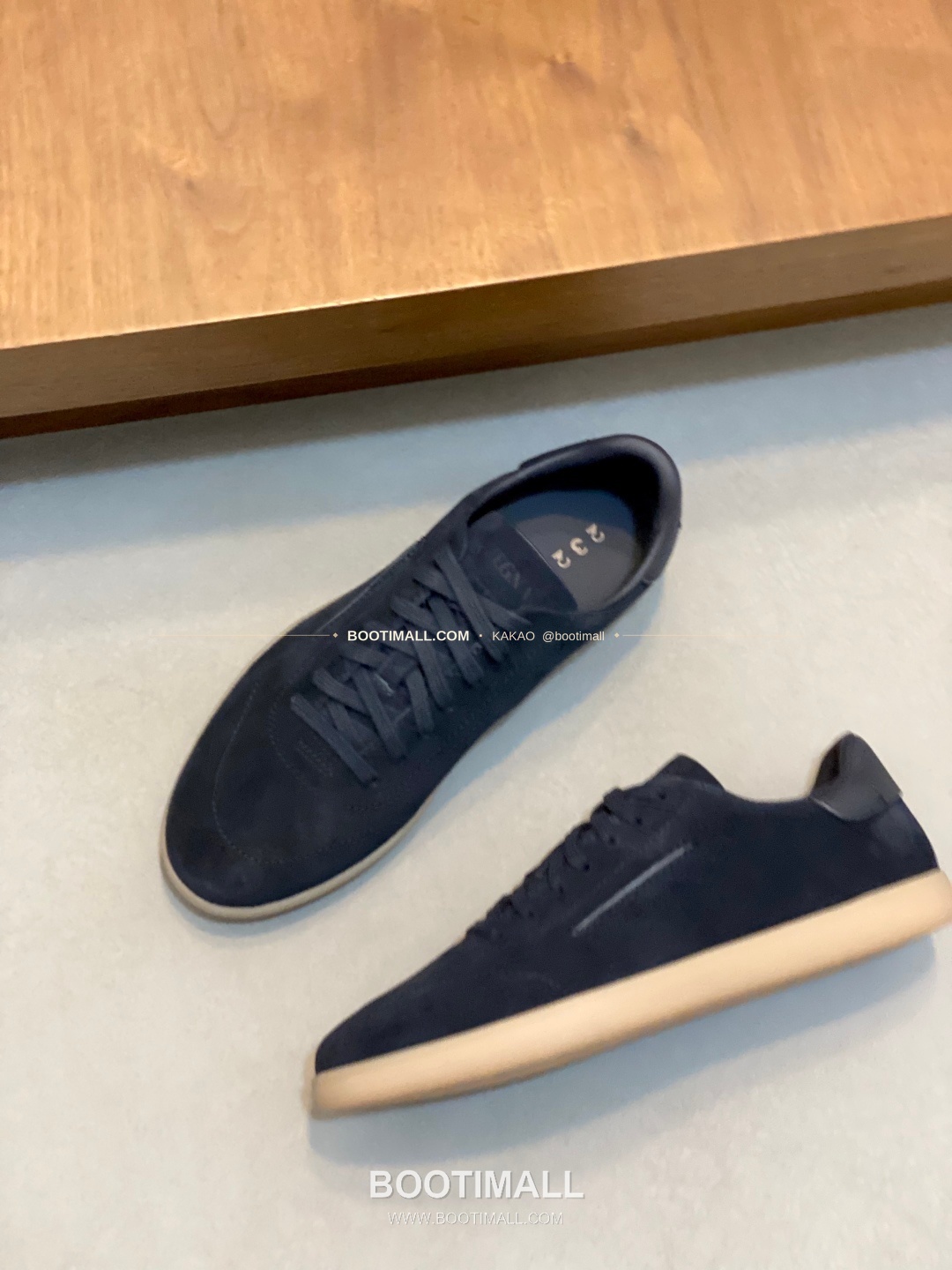 제냐 232 스웨이드 로고 레이스업 스니커즈 네이비 Zegna 232 Suede Logo Lace-Up Sneakers 5