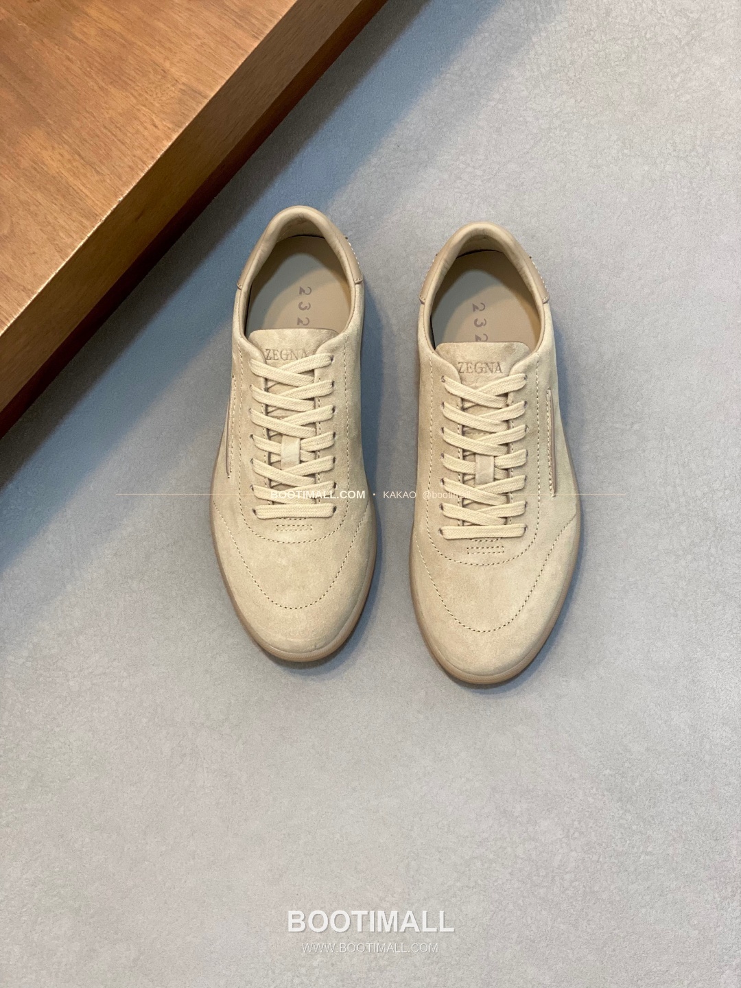 제냐 232 스웨이드 로고 레이스업 스니커즈 베이지 Zegna 232 Suede Logo Lace-Up Sneakers 1