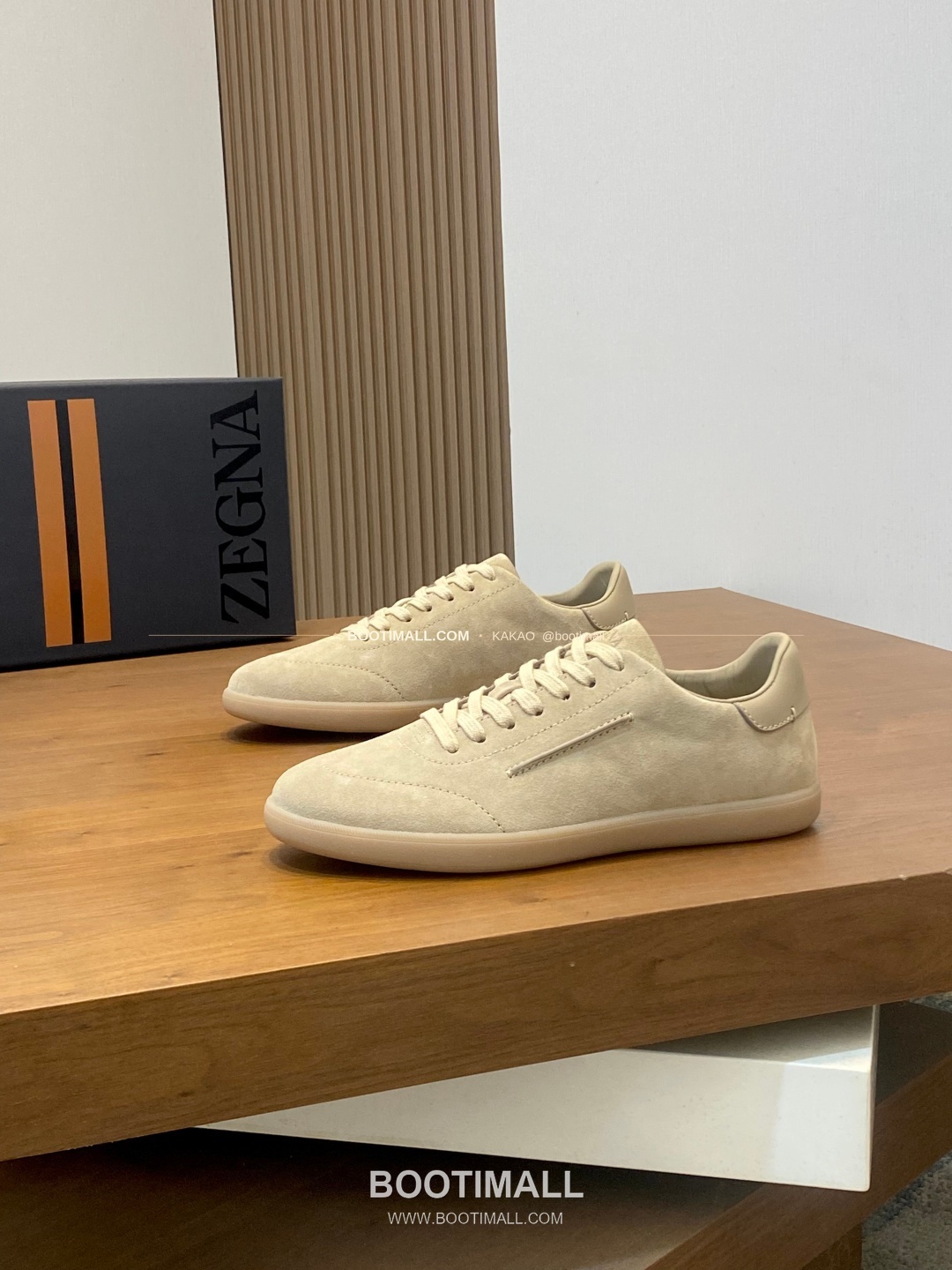 제냐 232 스웨이드 로고 레이스업 스니커즈 베이지 Zegna 232 Suede Logo Lace-Up Sneakers 3