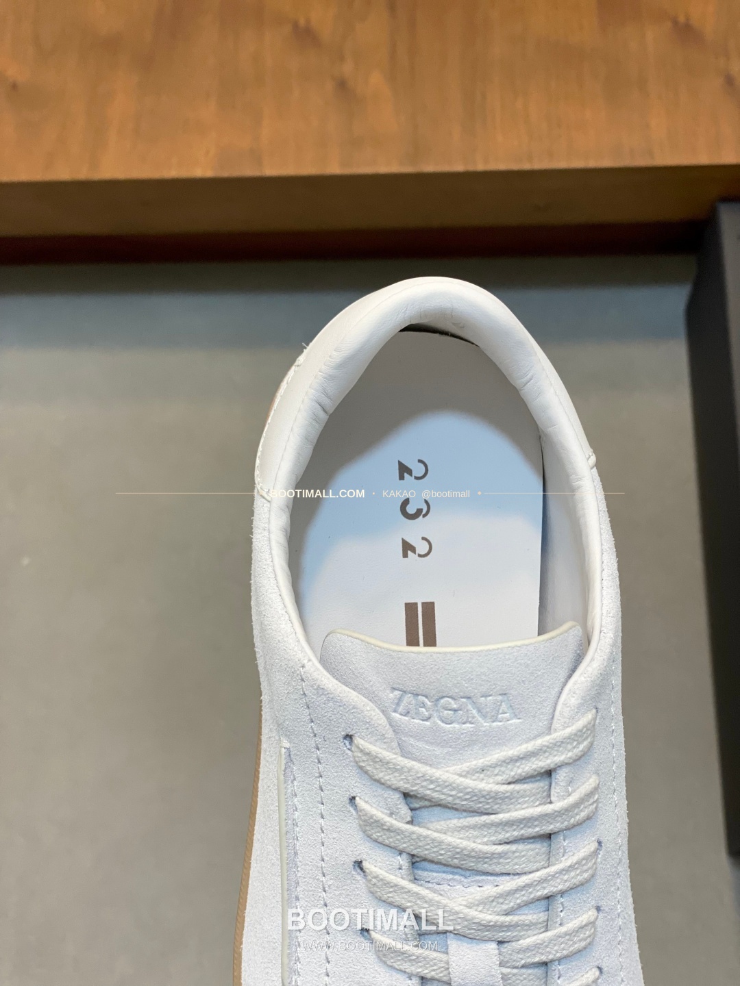 제냐 232 스웨이드 로고 레이스업 스니커즈 화이트 Zegna 232 Suede Logo Lace-Up Sneakers 7