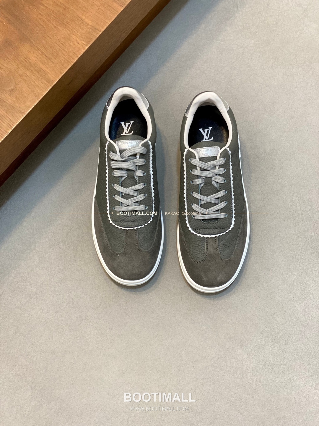 루이비통 송아지가죽 모노그램 로고 레이스업 스니커즈 카키 Louis Vuitton Calfskin Monogram Logo Lace-Up Sneakers 1