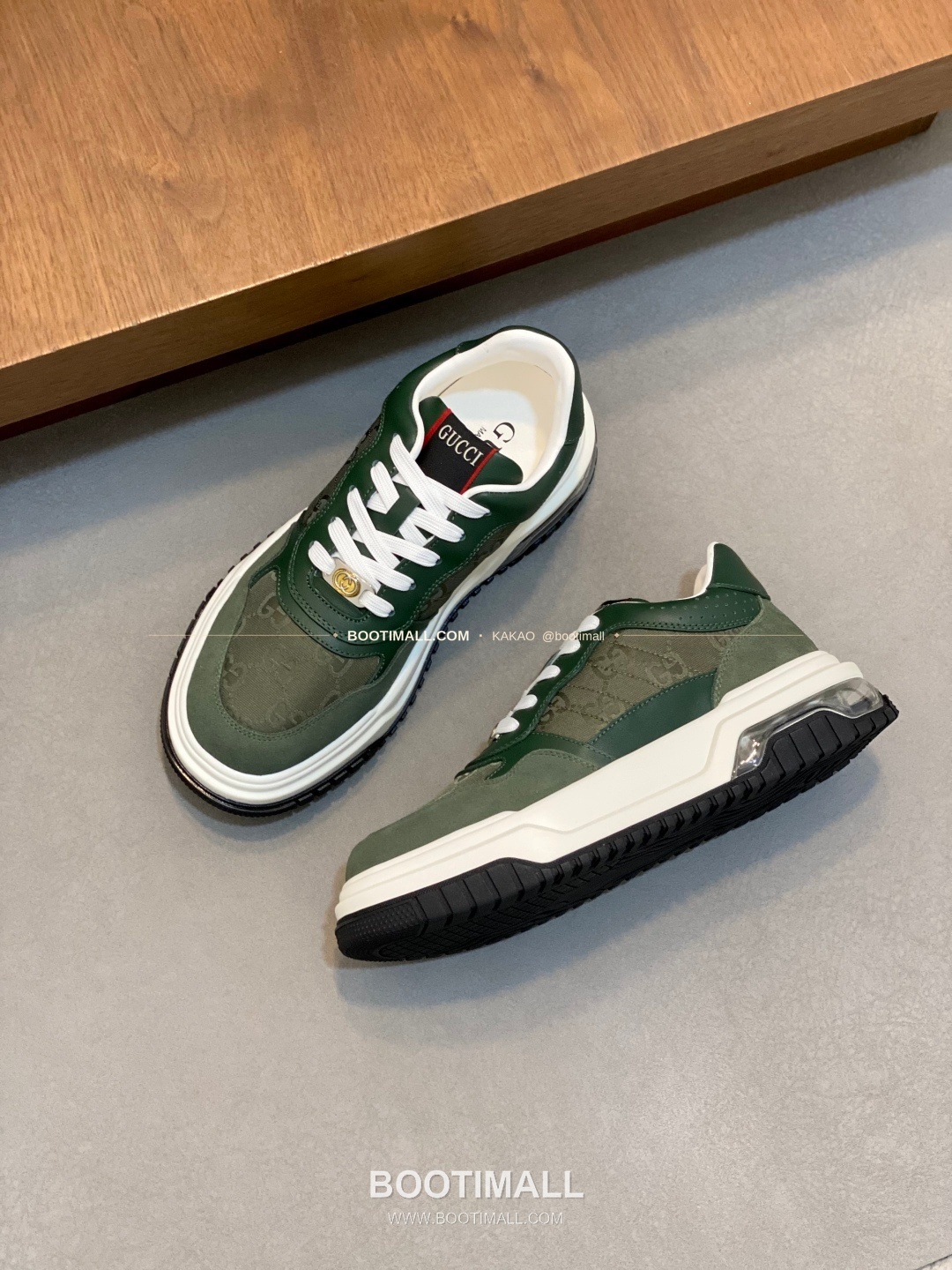 구찌 나파가죽 로고 레이스업 스니커즈 카키 Gucci Nappa Calfskin Logo Lace-Up Sneakers 5