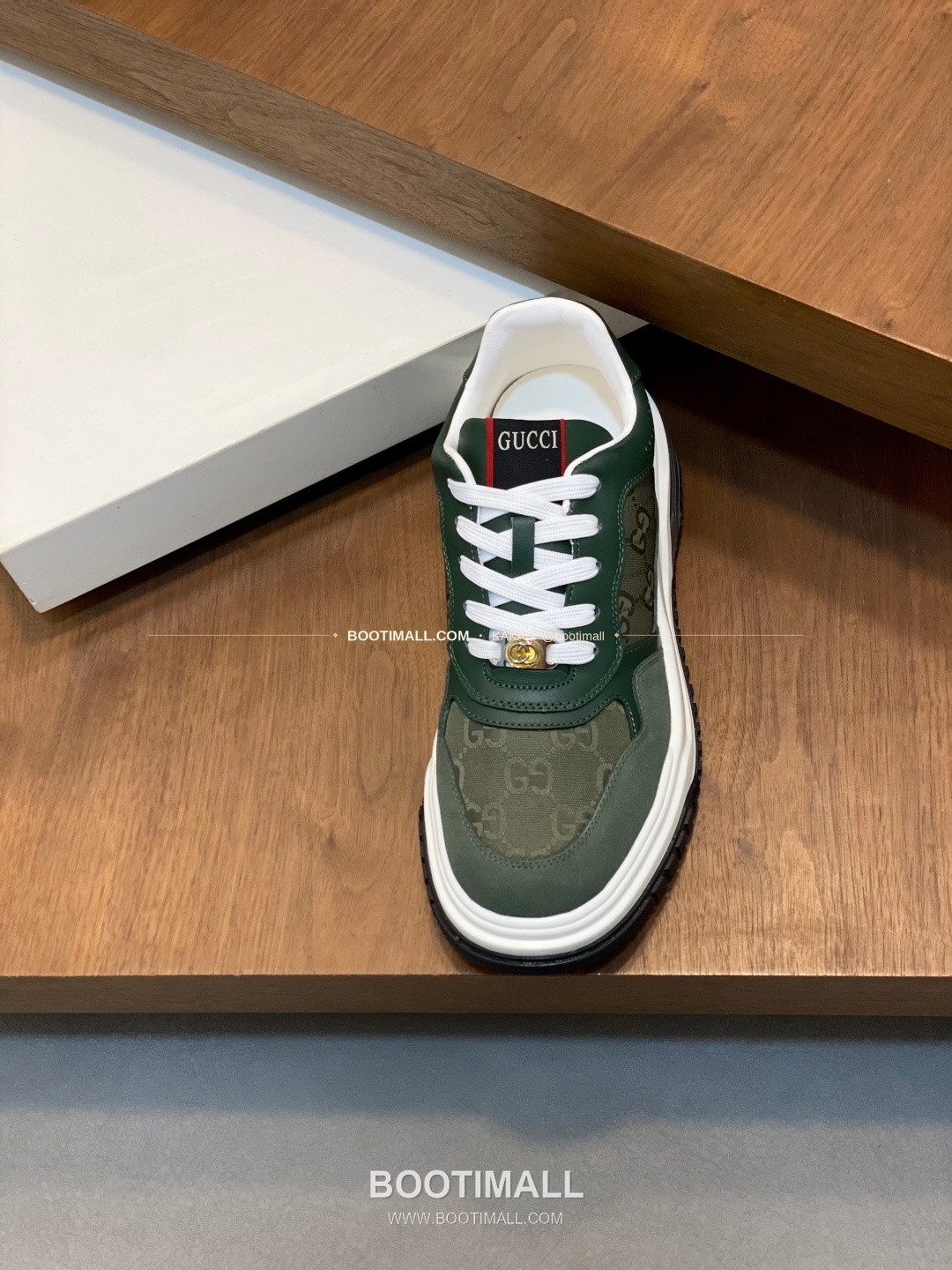 구찌 나파가죽 로고 레이스업 스니커즈 카키 Gucci Nappa Calfskin Logo Lace-Up Sneakers 6