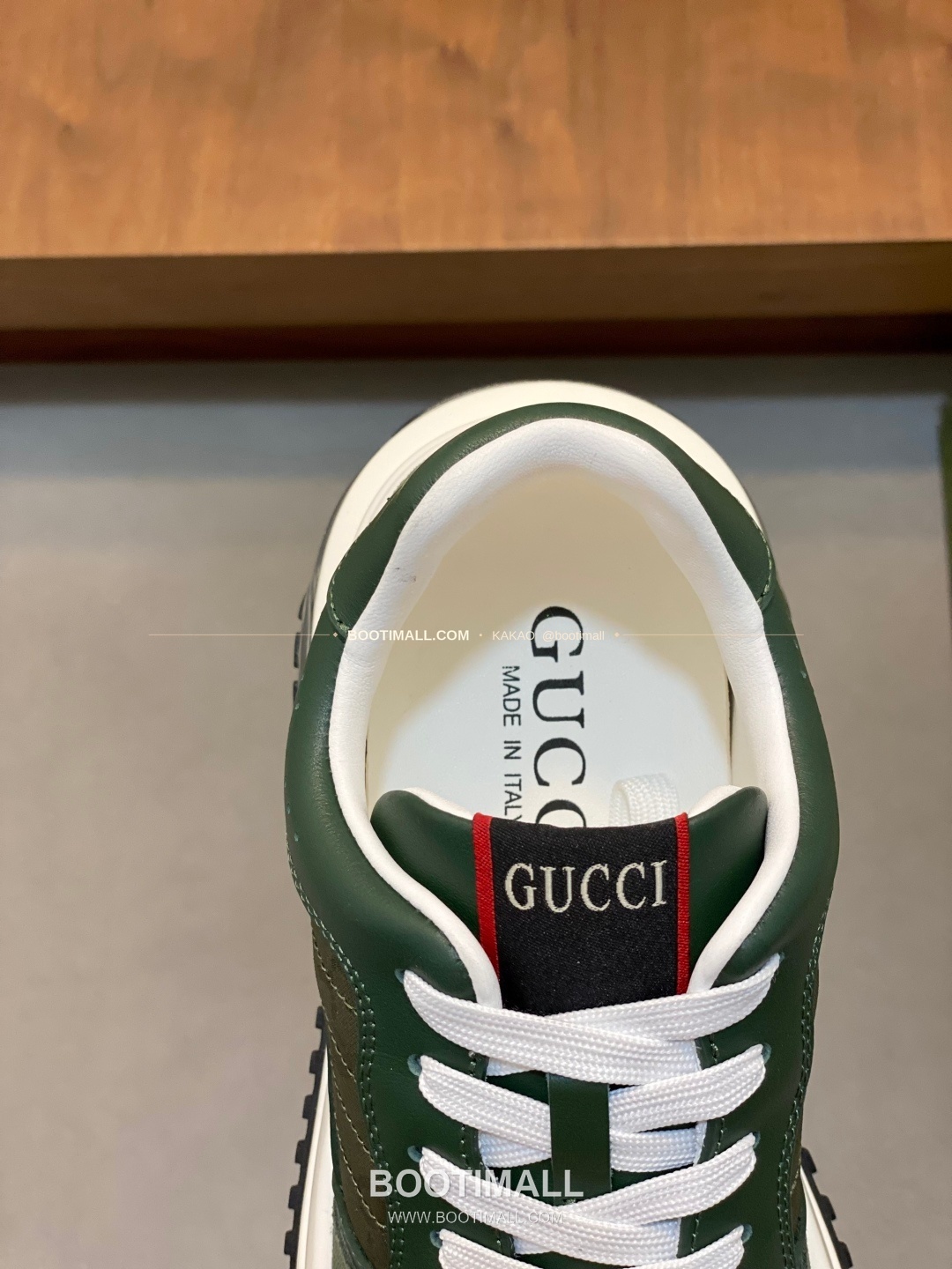구찌 나파가죽 로고 레이스업 스니커즈 카키 Gucci Nappa Calfskin Logo Lace-Up Sneakers 7