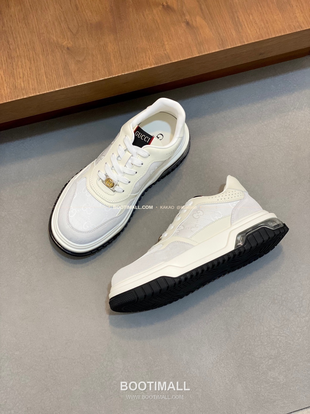 구찌 나파가죽 로고 레이스업 스니커즈 화이트 Gucci Nappa Calfskin Logo Lace-Up Sneakers 5