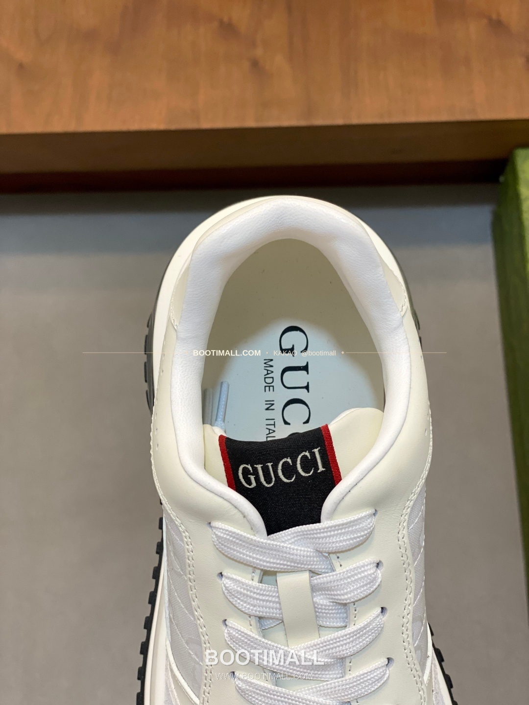 구찌 나파가죽 로고 레이스업 스니커즈 화이트 Gucci Nappa Calfskin Logo Lace-Up Sneakers 7